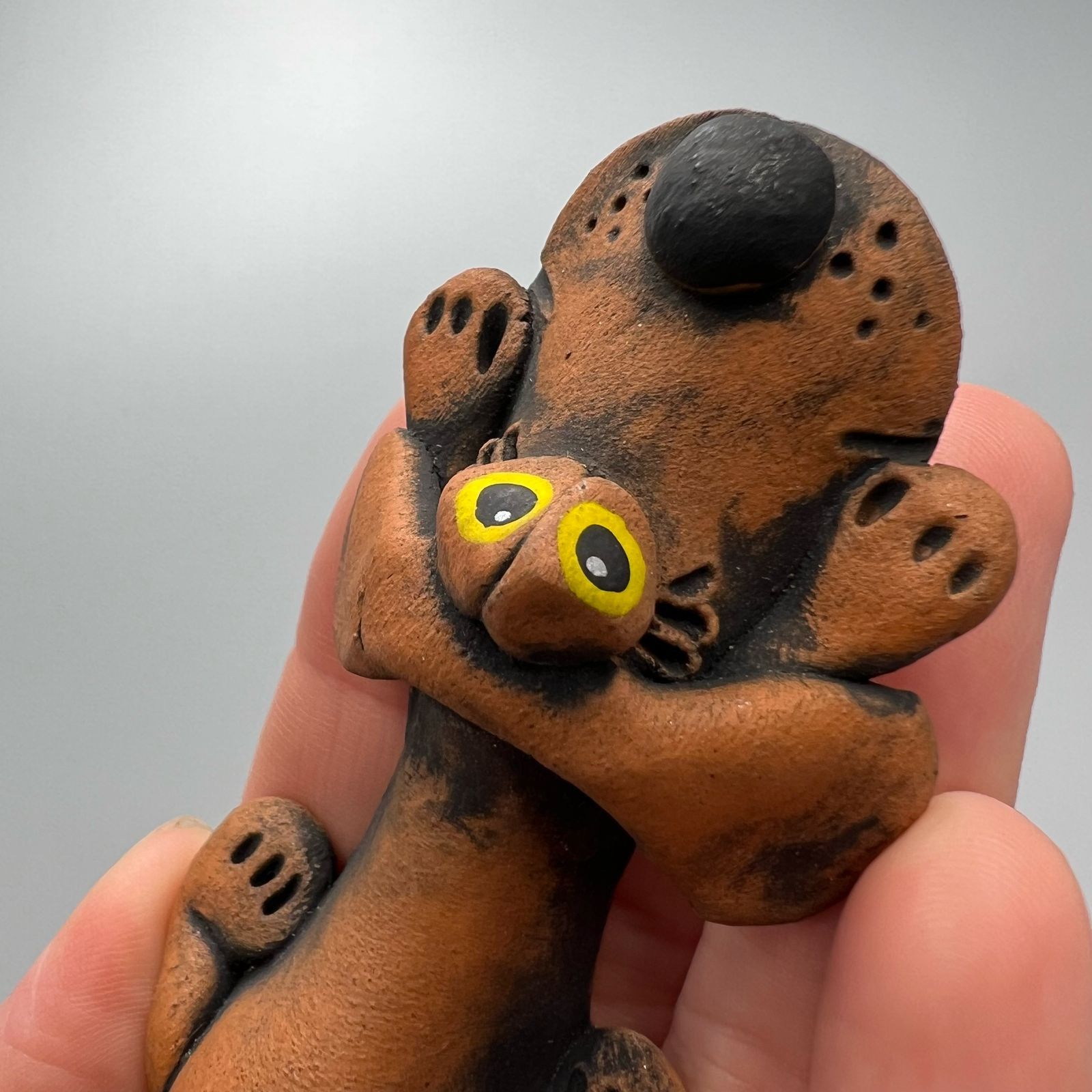 Vintage Vintage Small Dog Figurine Brown Ceramic Handmade Size ONE SIZE - 6 Thumbnail