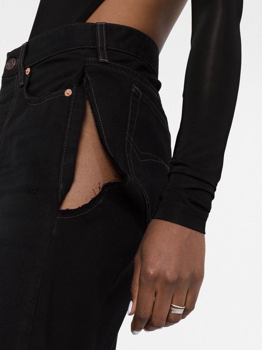 Balenciaga o1y0625 Denim Midi Skirt in Black Size 28" / US 6 / IT 42 - 2 Thumbnail