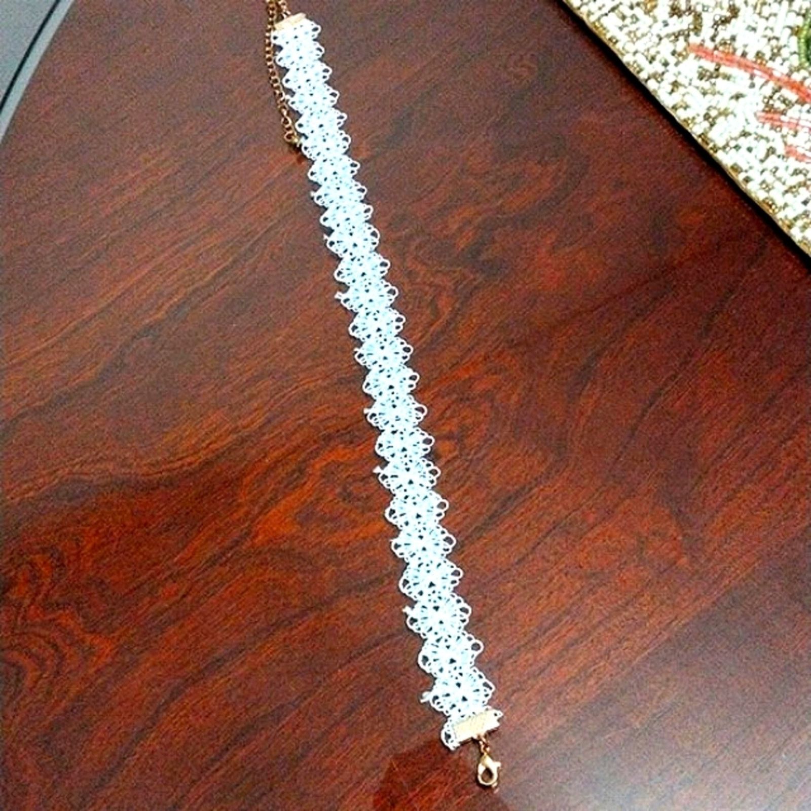 Other Eyelet Lace Choker Necklace WHITE Wedding Bridal Romantic Size ONE SIZE - 15 Thumbnail