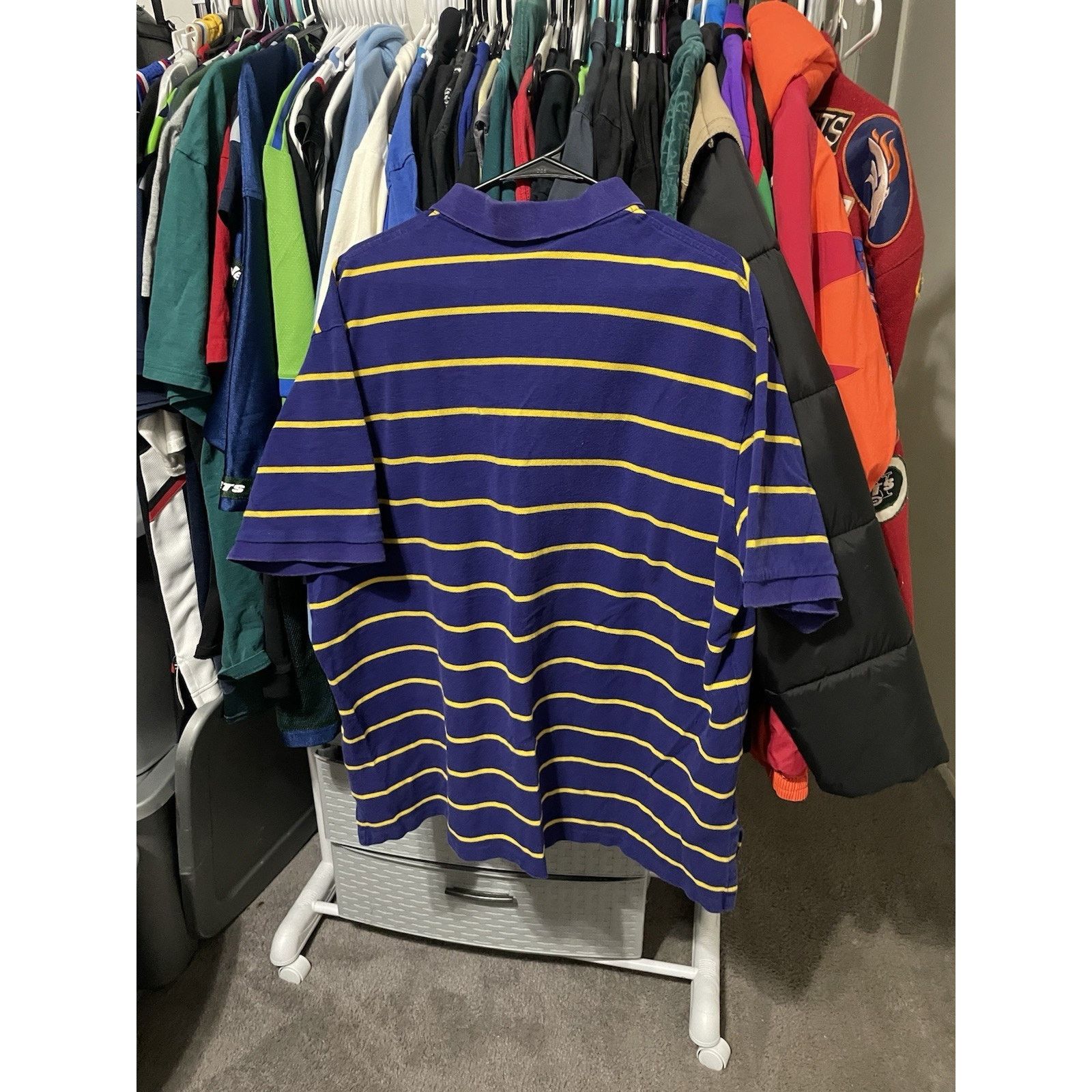 Polo Ralph Lauren Size 2XL- VTG Polo Ralph Lauren Stripe Shirt Blue Gold Short Size US XL / EU 56 / 4 - 2 Thumbnail