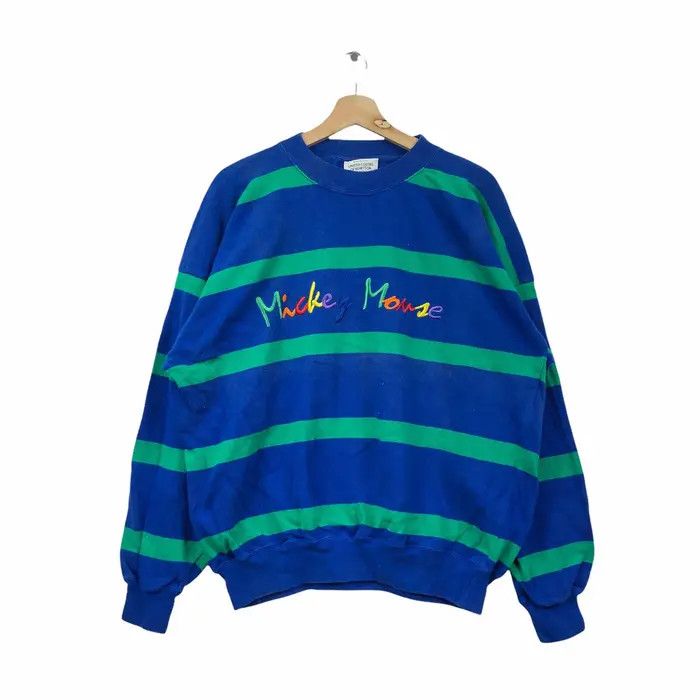 Benetton Vtg BENETTON x MICKEY MOUSE Embroidery Striped Sweatshirt Size US L / EU 52-54 / 3 - 1 Thumbnail