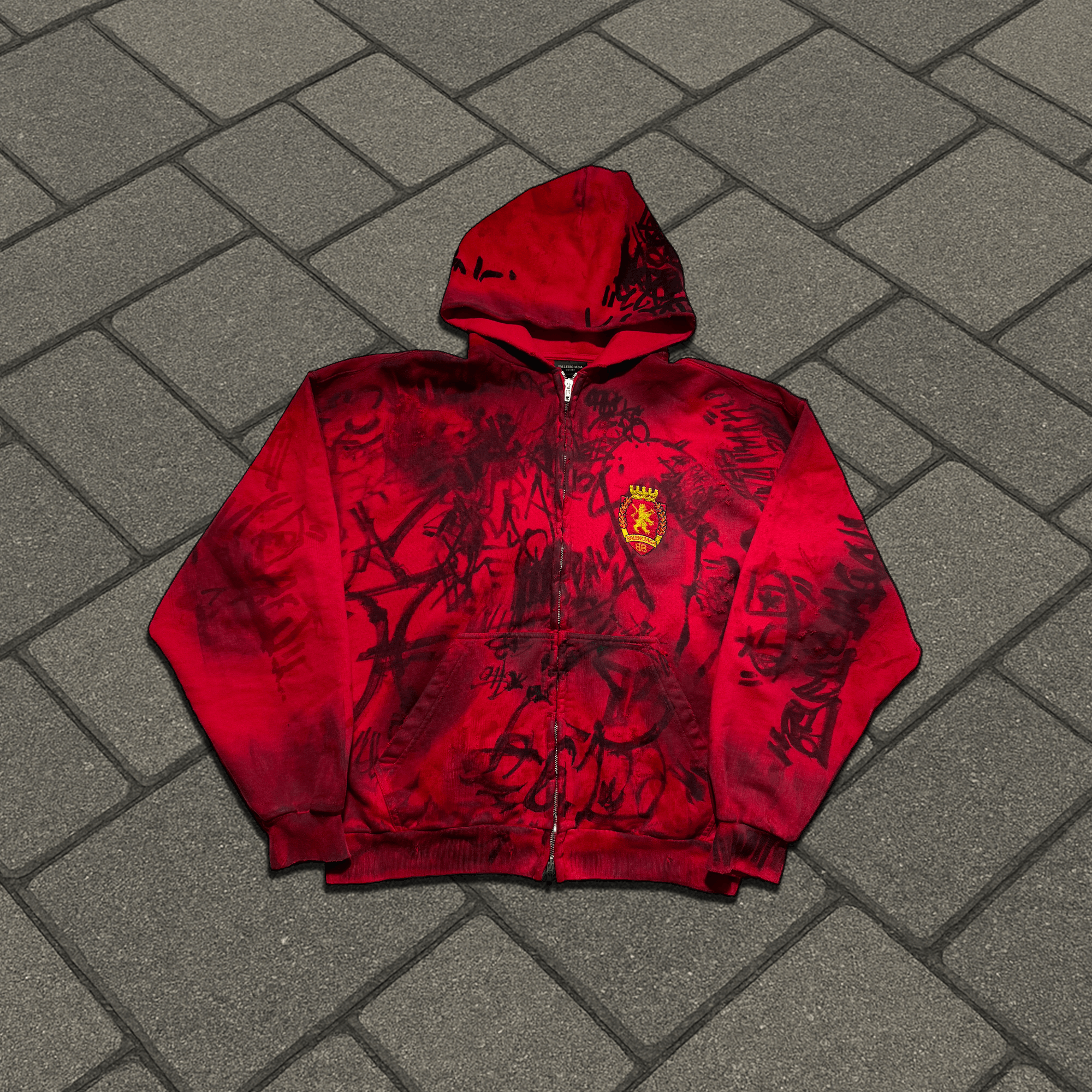 Balenciaga Balenciaga SS23 Red Skate Graffiti Zip Hoodie Sz.S