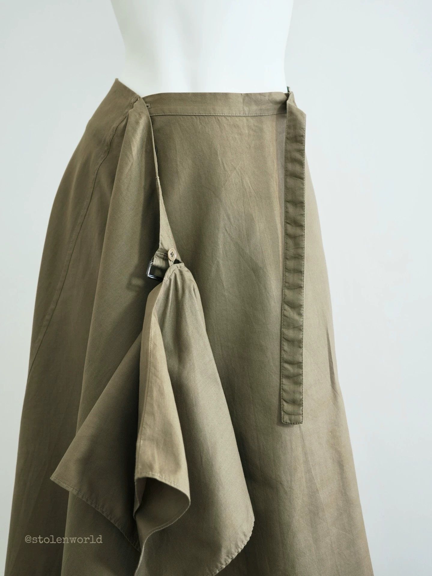 Yohji Yamamoto Yohji Yamamoto Noir Military Green Drape Skirt Size 26" / US 2 / IT 38 - 6 Thumbnail
