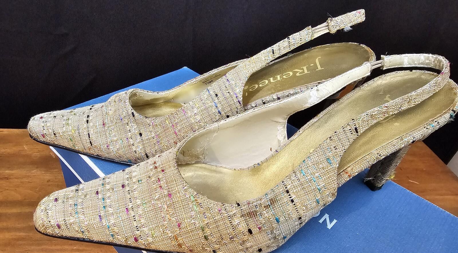 Other J. Renee' Heels Champange Womens Size 7.5 Tweed Slingback Size US 7.5 / IT 37.5 - 3 Thumbnail
