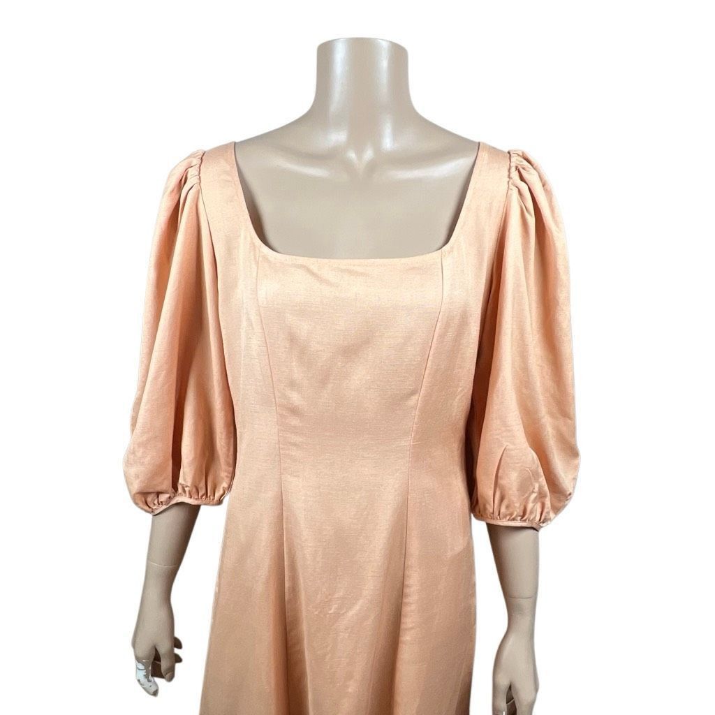 Loeffler Randall NWT Loeffler Randall Carmina Curve Seam Puff Sleeve Dress Cipria Peach Size 4 (037) Size S / US 4 / IT 40 - 4 Thumbnail