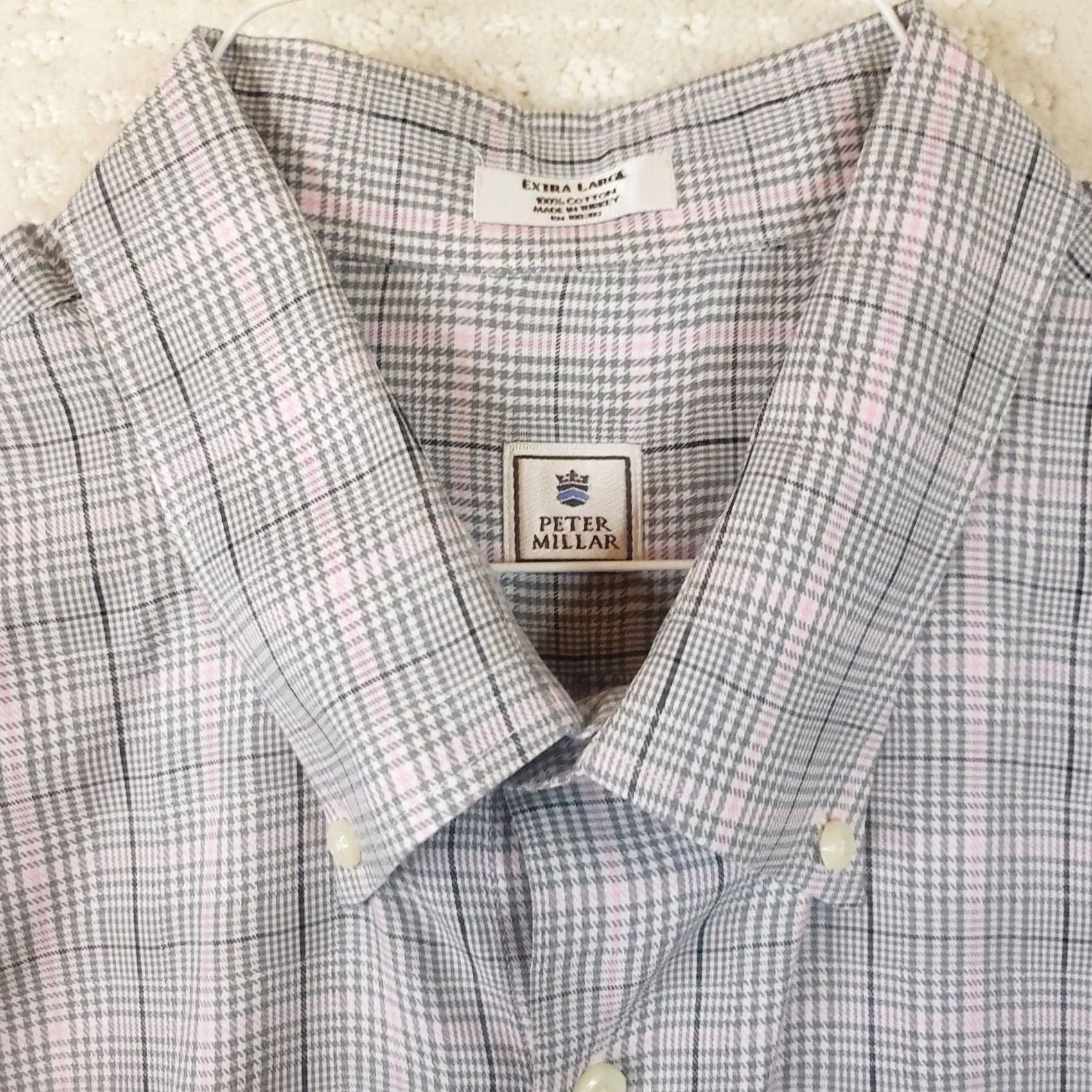 Peter Millar Peter Millar Button Up Men XL White/Blue/Pink Long Sleeve Plaid Pocket Stretch Shirt Size US XL / EU 56 / 4 - 6 Thumbnail