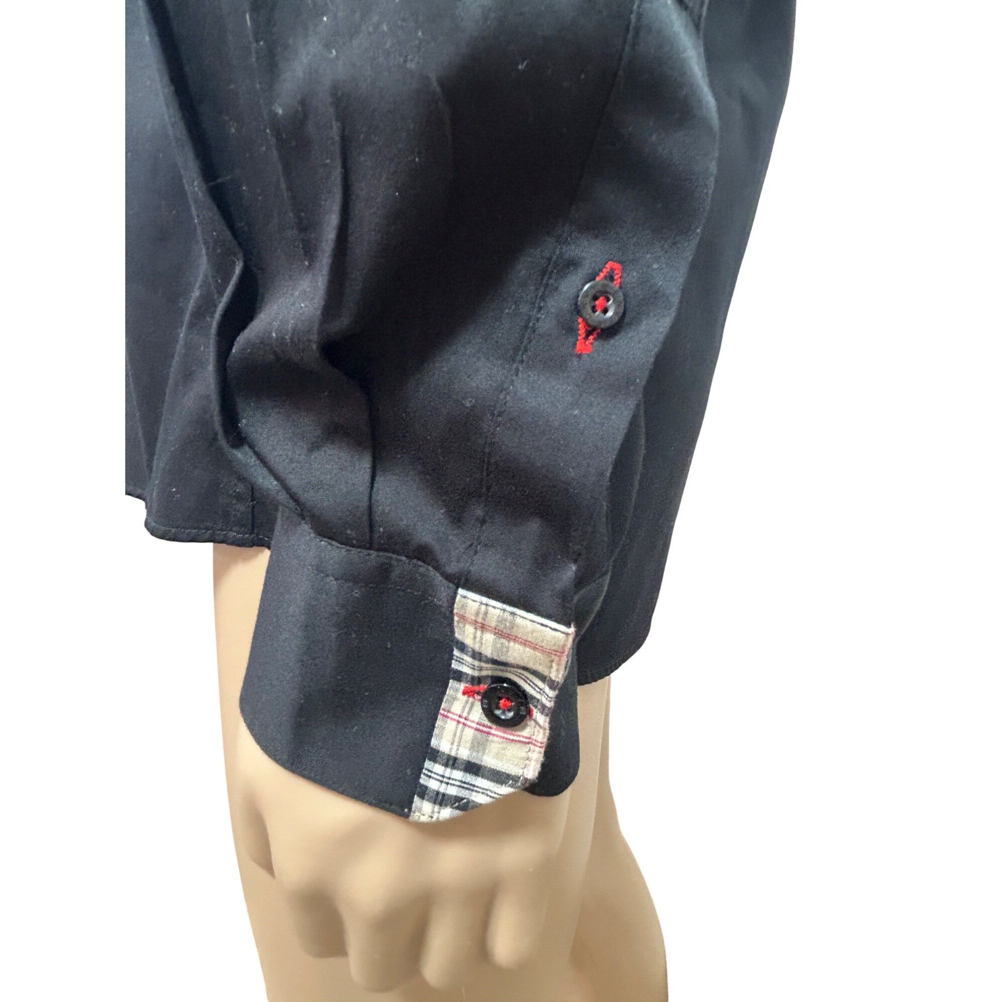 Other Envy Men’s Button Up Black Shirt, L Slim Fit Contrasting Pla Size US L / EU 52-54 / 3 - 5 Thumbnail