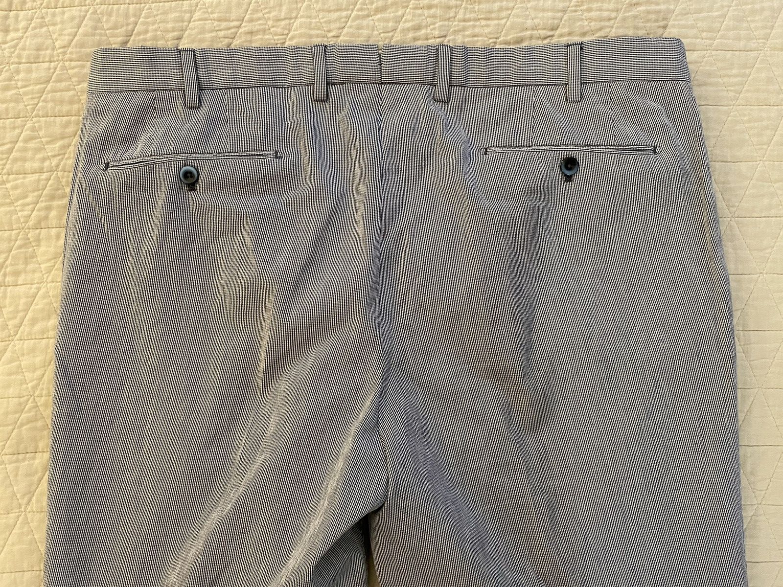 Incotex Textured Cotton Micro Check Flat Front Trouser Size US 40 / EU 56 - 7 Thumbnail