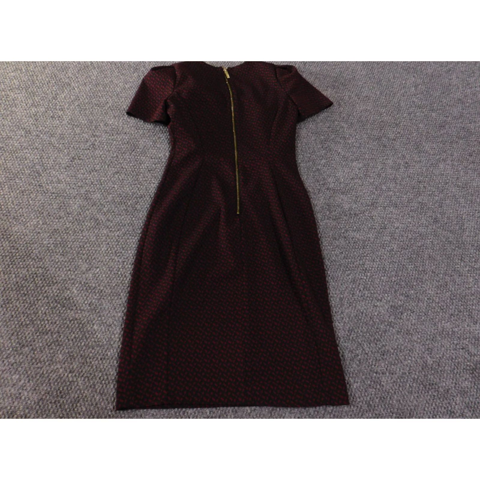 Calvin Klein Calvin Klein Dress Womens A-Line Knee Length Red Solid Zip Short Sleeve Round Neck Knit Polyester Stretch Classic Office Casual 2 Regular Summer Women Size XS / US 0-2 / IT 36-38 - 7 Thumbnail