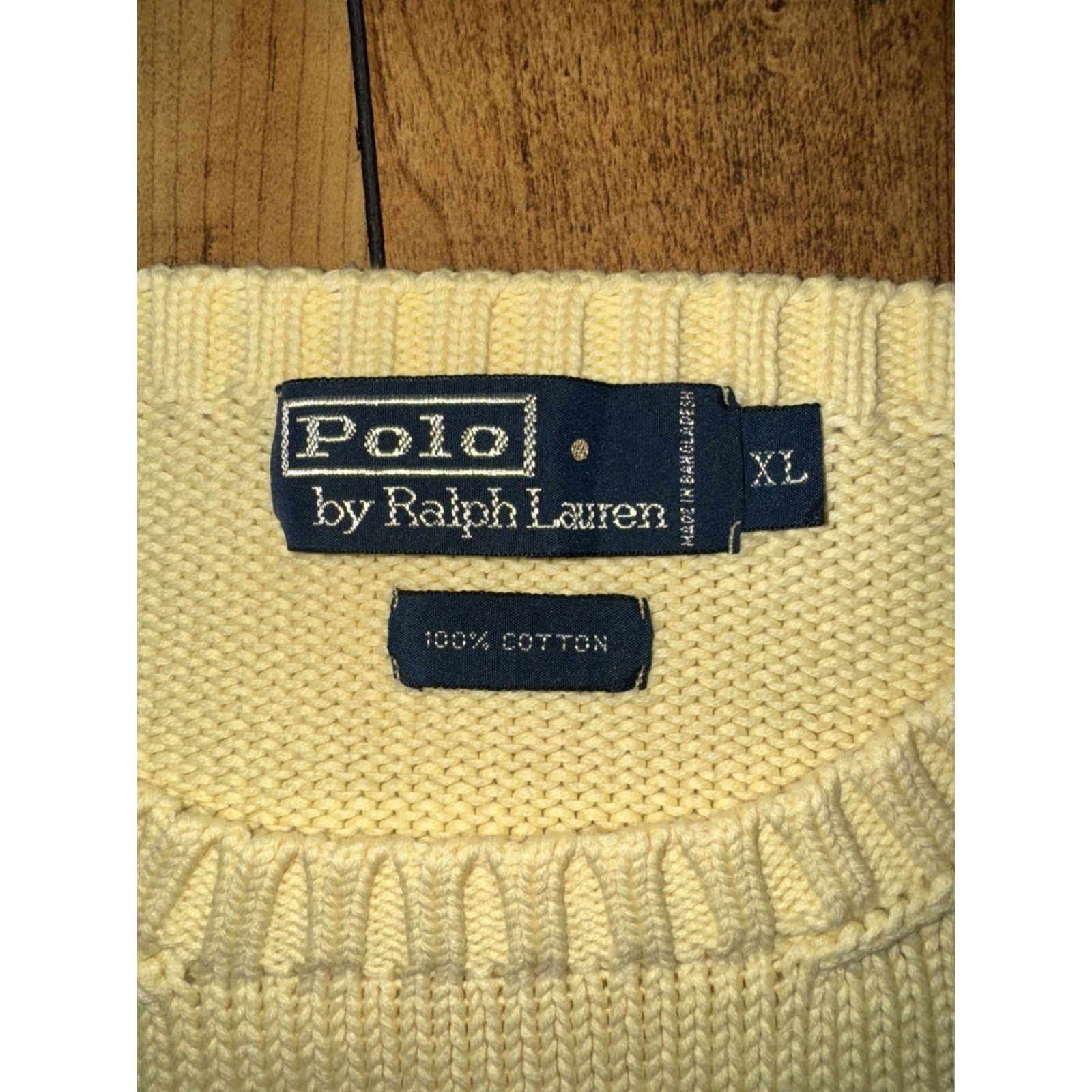 Ralph Lauren VINTAGE Polo Ralph Lauren Sweater Knit Yellow Pullover Crewneck Cotton Logo XL Men Size US XL / EU 56 / 4 - 3 Thumbnail