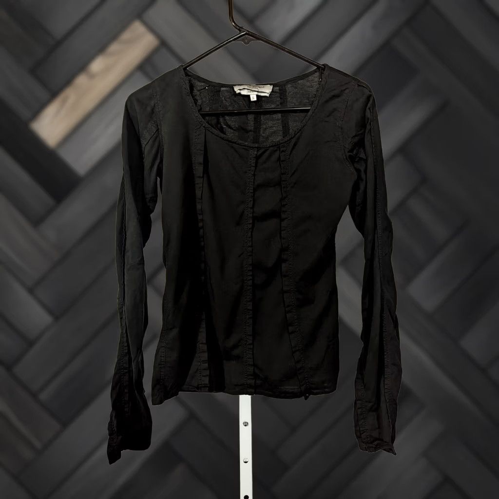 Yves Saint Laurent VINTAGE Yves Saint Laurent by Tom Ford Y2K Pleated Seam Shirt Black S YSL Italy Blouse Women XS? Size S / US 4 / IT 40 - 1 Thumbnail