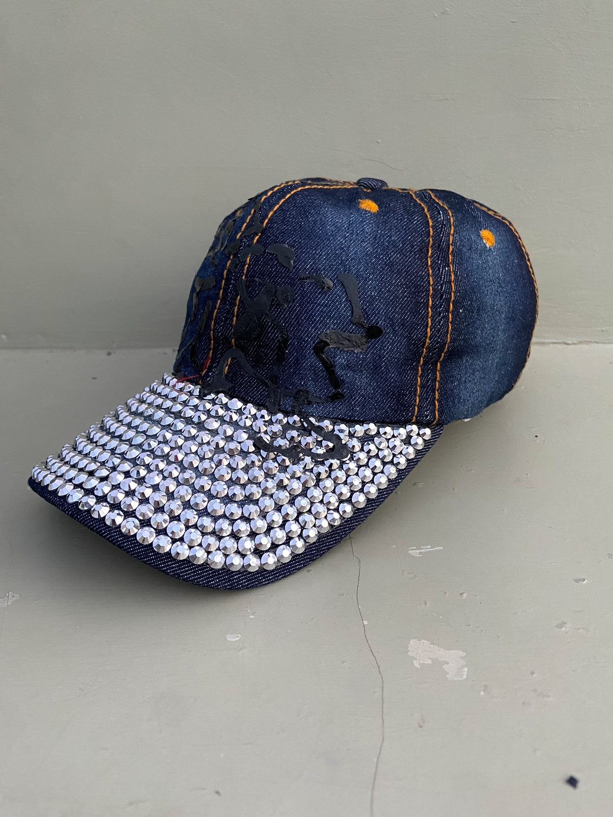 If Six Was Nine 2000s zircon studded denim washed cap Size ONE SIZE - 4 Thumbnail