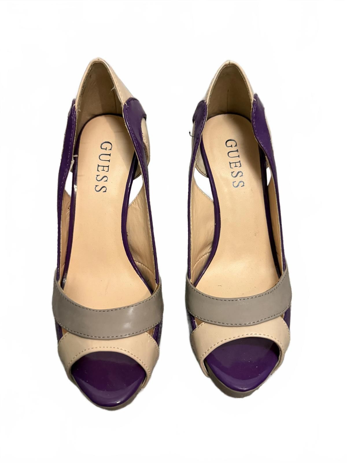 Guess Guess Women's Purple and Beige High Heel Peep Toe Pumps Sz 6 Size US 6 / IT 36 - 2 Thumbnail
