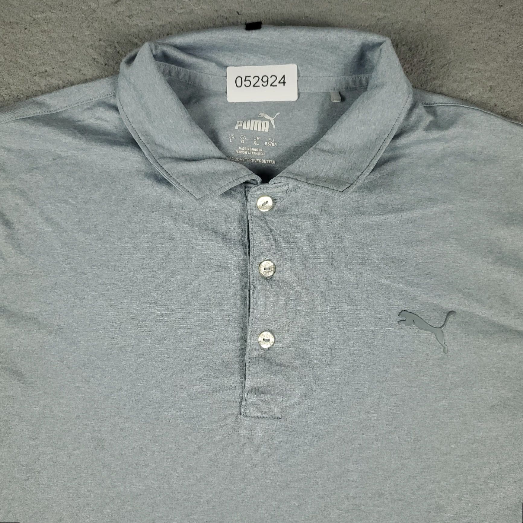 Puma PUMA Polo Shirt Mens L Gray Golf Casual Short Sleeve Polo Shirt - Classic, Preppy, Sports, American - Regular Fit, Button Front, Logo, Collared Shirt Size US L / EU 52-54 / 3 - 2 Thumbnail