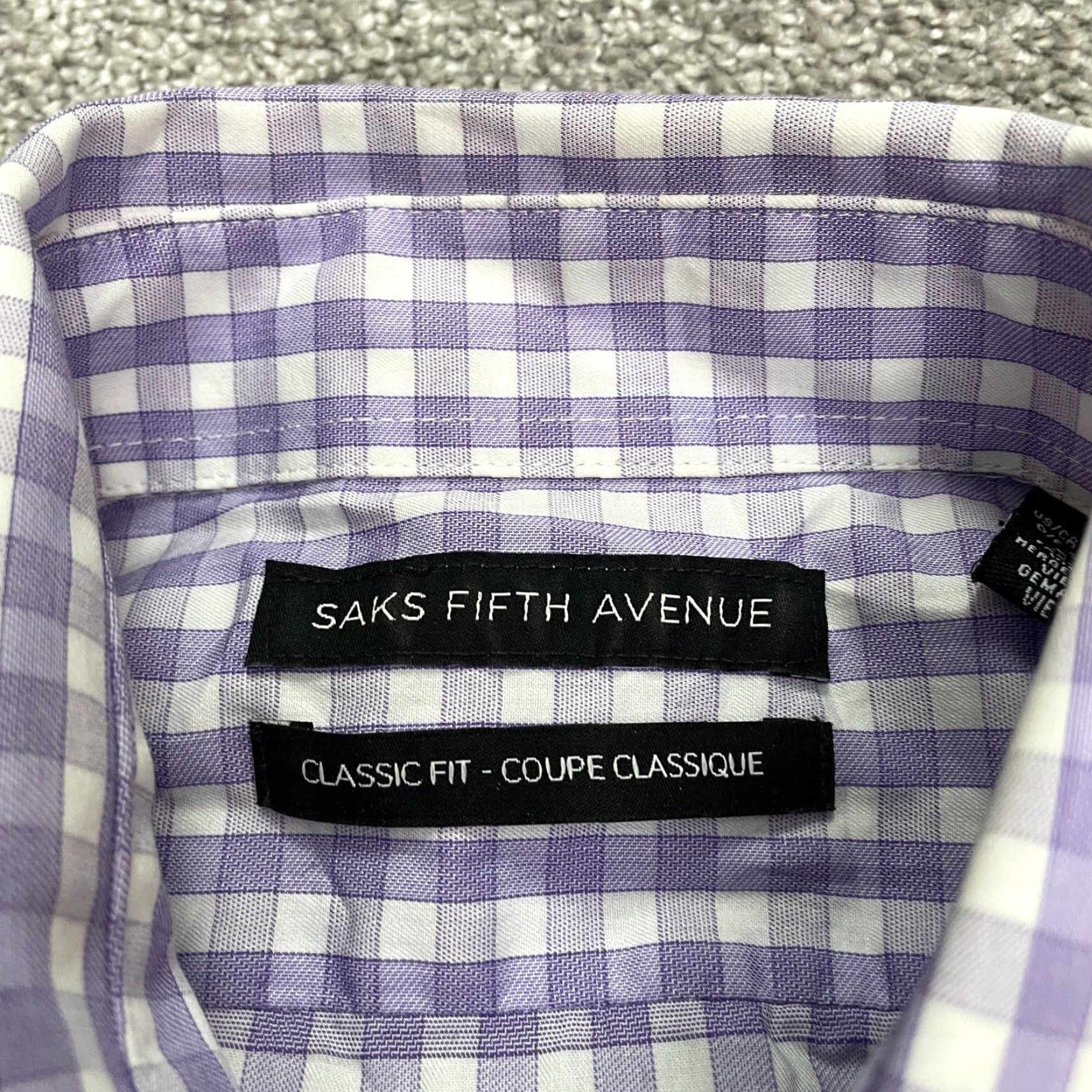 Saks Fifth Avenue Saks Fifth Avenue Dress Shirt Mens 15.5 32/33 Plaid Purple White Button-Down Regular Fit Adult Medium Purple Mens Size US M / EU 48-50 / 2 - 4 Thumbnail