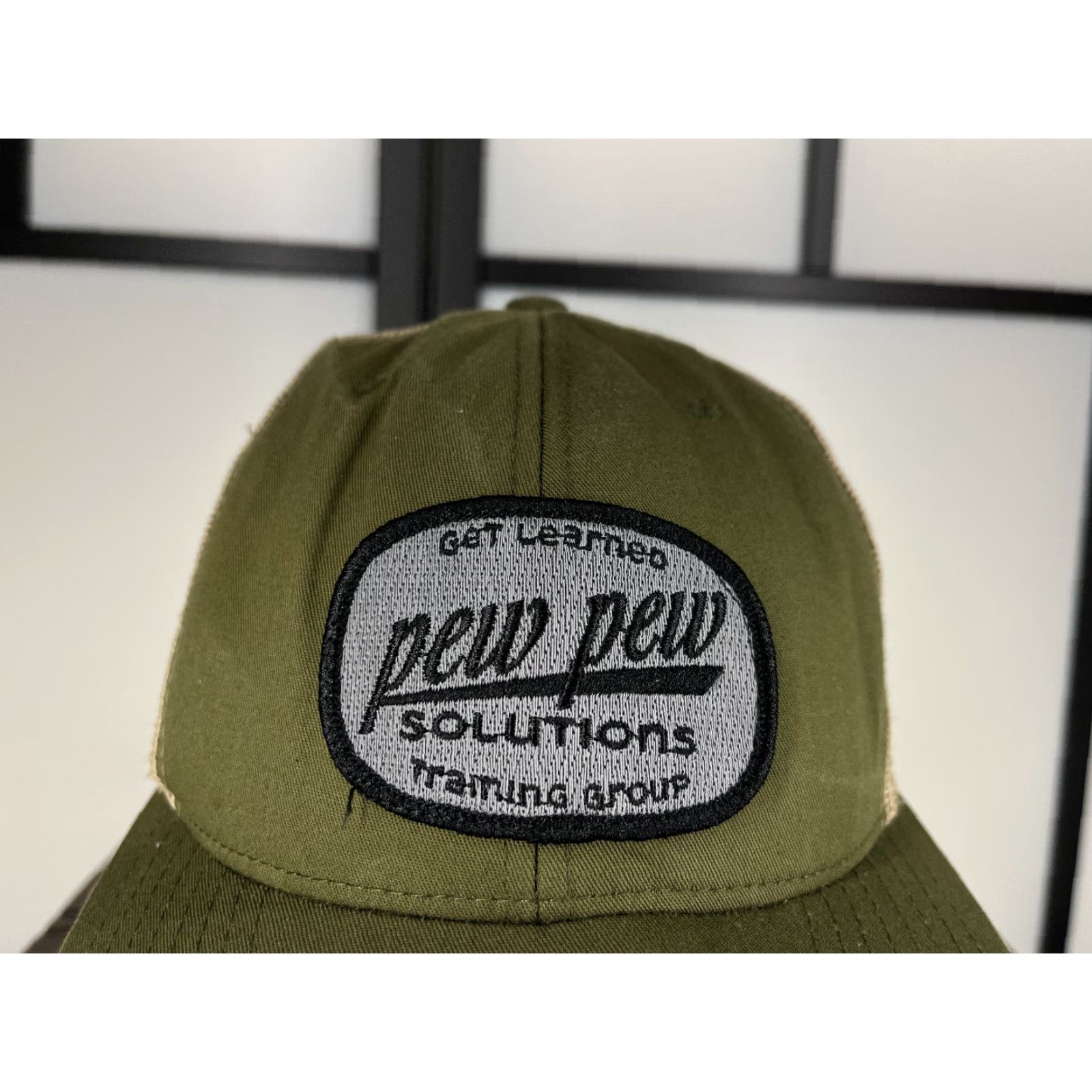 Vintage Pew Pew Solutions Hat Cap Snap Back Adult One Size Green Poly Blend Trucker Hat/Cap Men Green Nike Brand? Size ONE SIZE - 2 Thumbnail