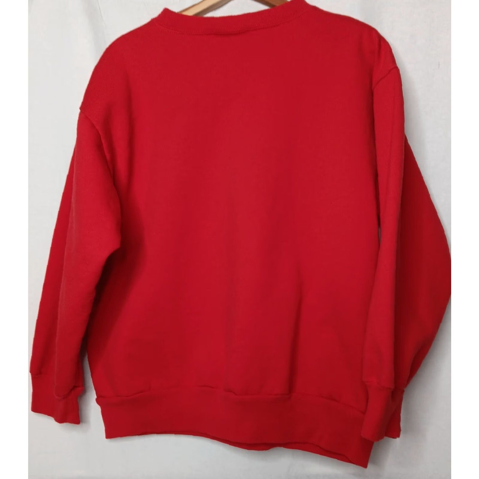 Basic Editions VINTAGE Basic Editions Sweatshirt Christmas Snowman Red XL Glitter Crew Neck Women Holiday Winter Pattern: Solid, Long Sleeve, Cotton/Polyester Size XL / US 12-14 / IT 48-50 - 3 Thumbnail
