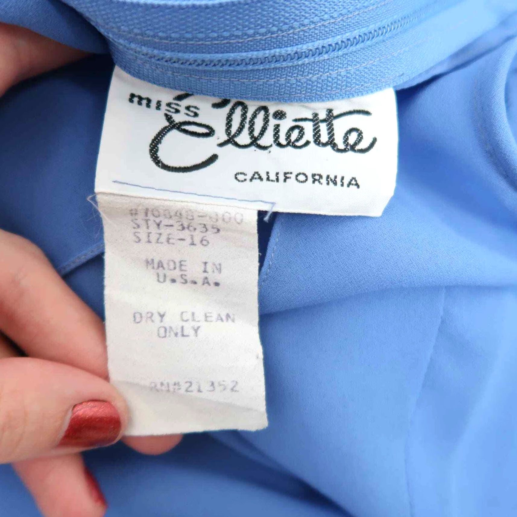 Vintage VINTAGE Miss Elliette MIDI Dress Women 16 Cornflower Blue Sleeveless Zip 80s 70s Party Cocktail Sheer Polyester Size XXL / US 16-18 / IT 52-54 - 5 Thumbnail