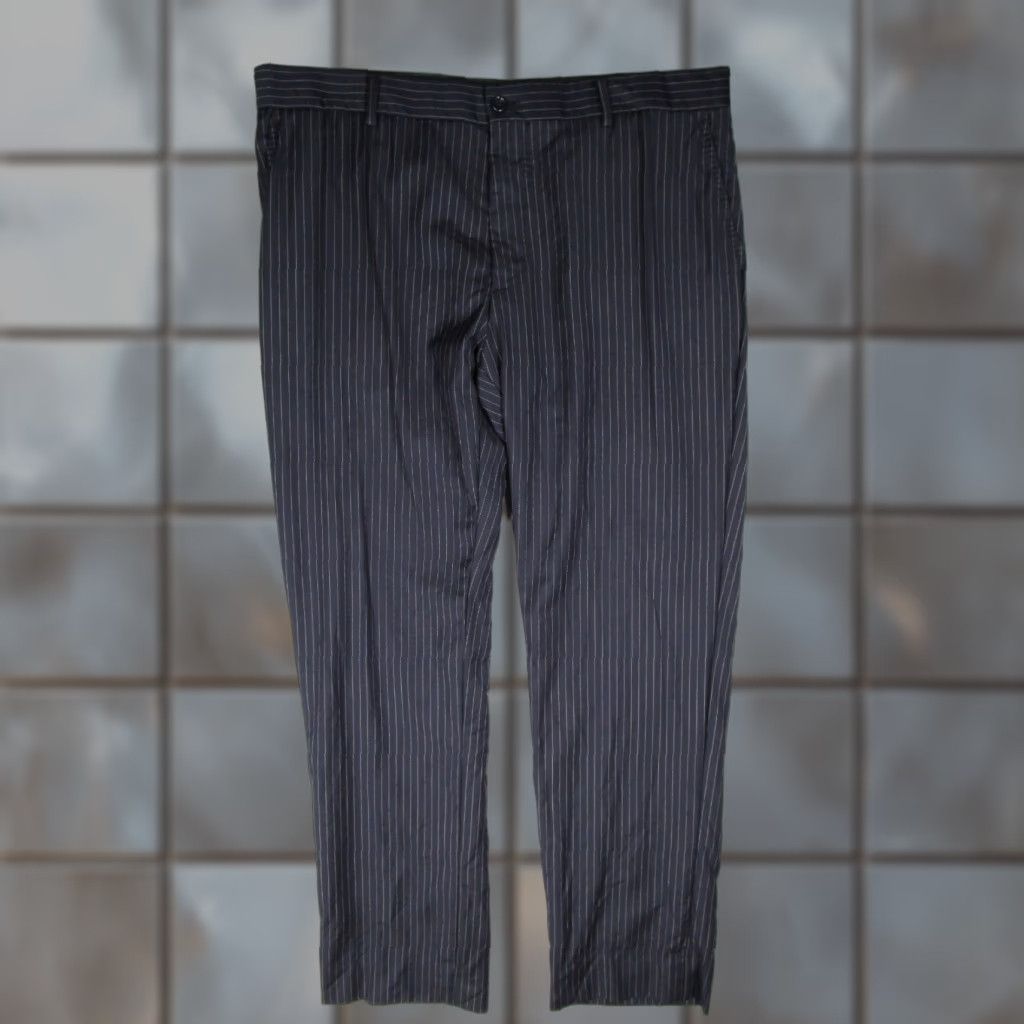 Ralph Lauren VINTAGE Ralph Lauren Black Label Pants Mens 37 Blue Pinstripe Wool Flat Front 35x30 Blue Geometric 90s City Mens Size US 37 - 1 Thumbnail