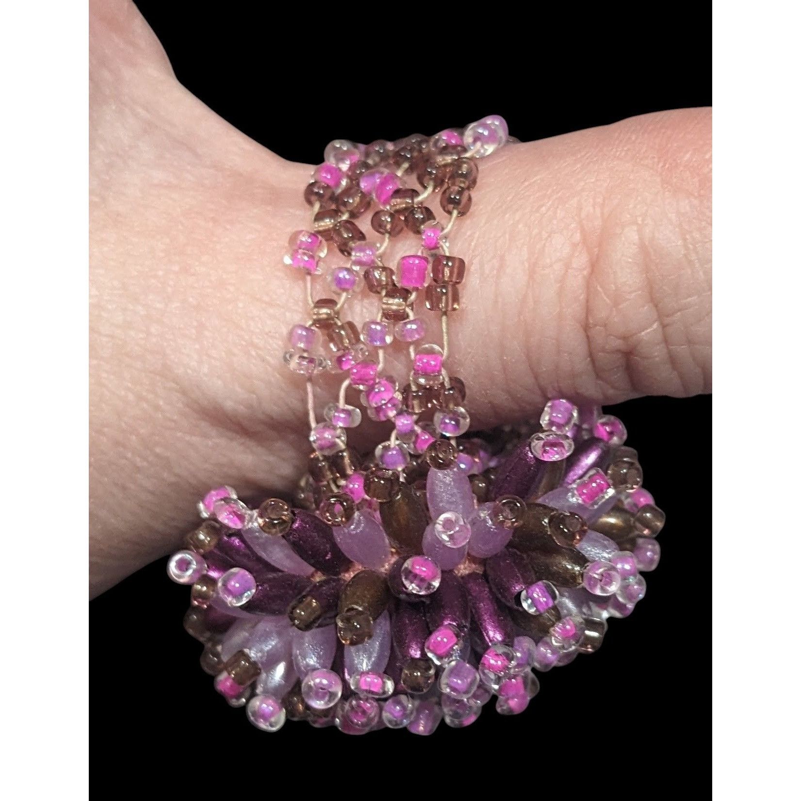 Other Fairycore Pink And Purple Glass Beaded Pompom Ring Size 14 1 Size ONE SIZE - 4 Thumbnail