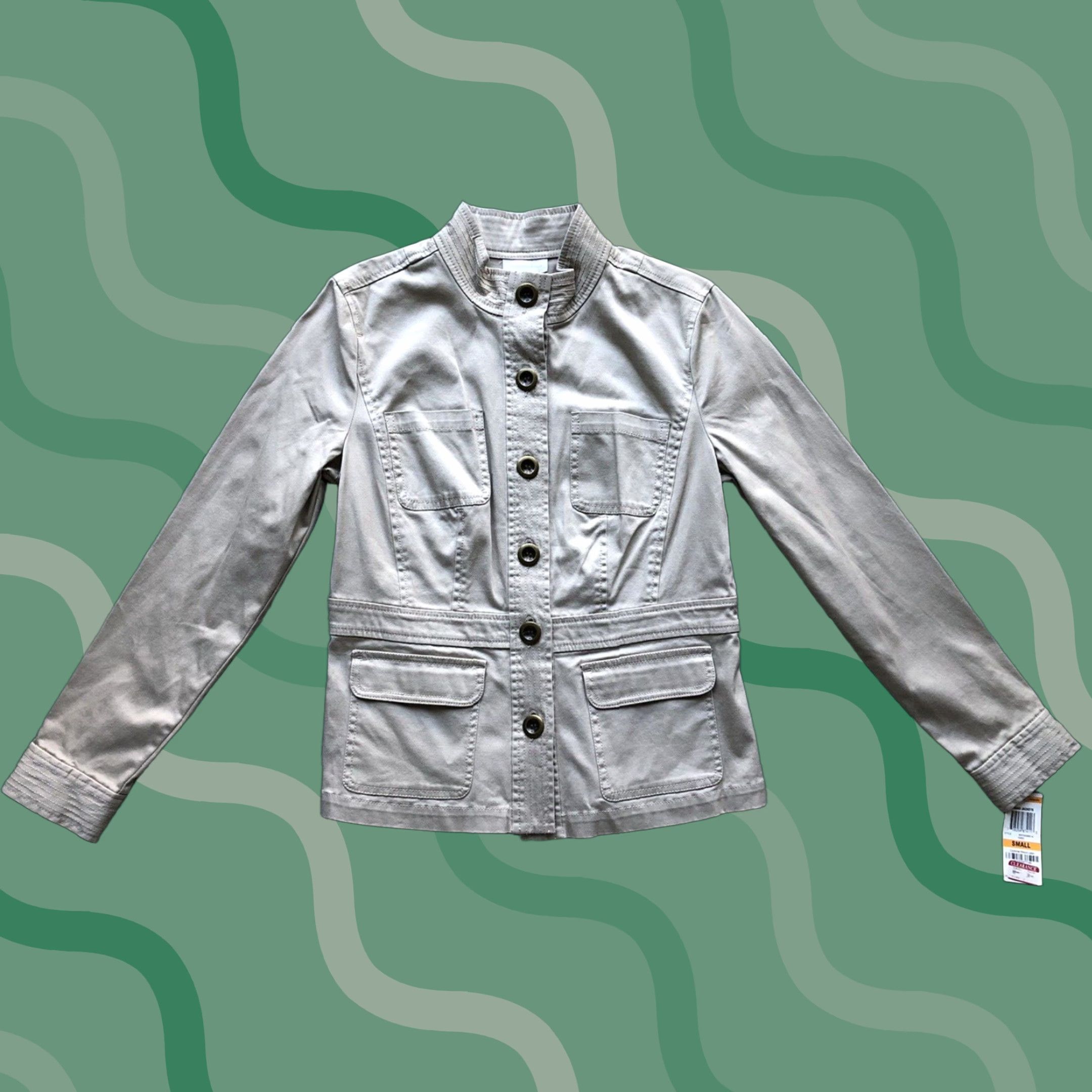 Charter Club NWT Charter Club Womens Jacket S Sand Beige Button Up Cotton Spandex Pockets Size S / US 4 / IT 40 - 1 Thumbnail