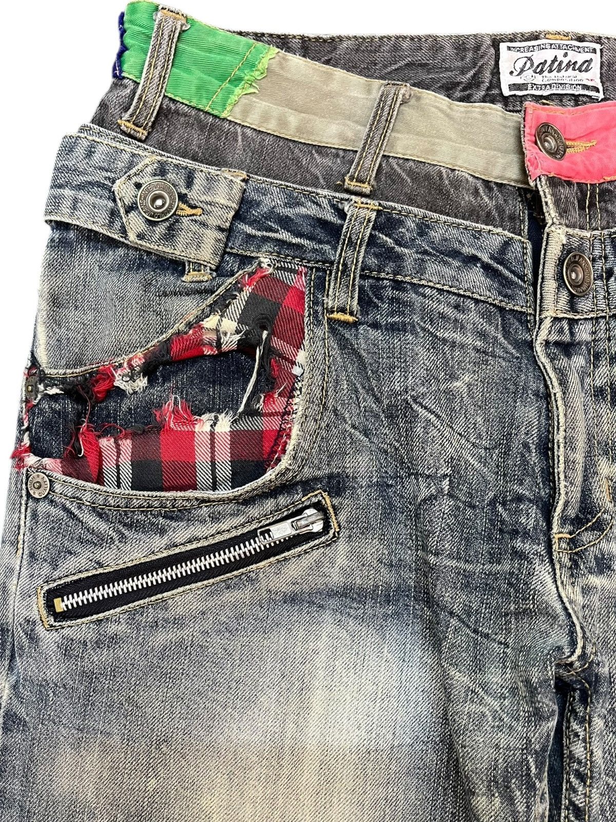 Beauty Beast × Hysteric Glamour × Japanese Brand Vintage Patina Double Waist AvantGarde Style Denim Size US 31 - 3 Thumbnail