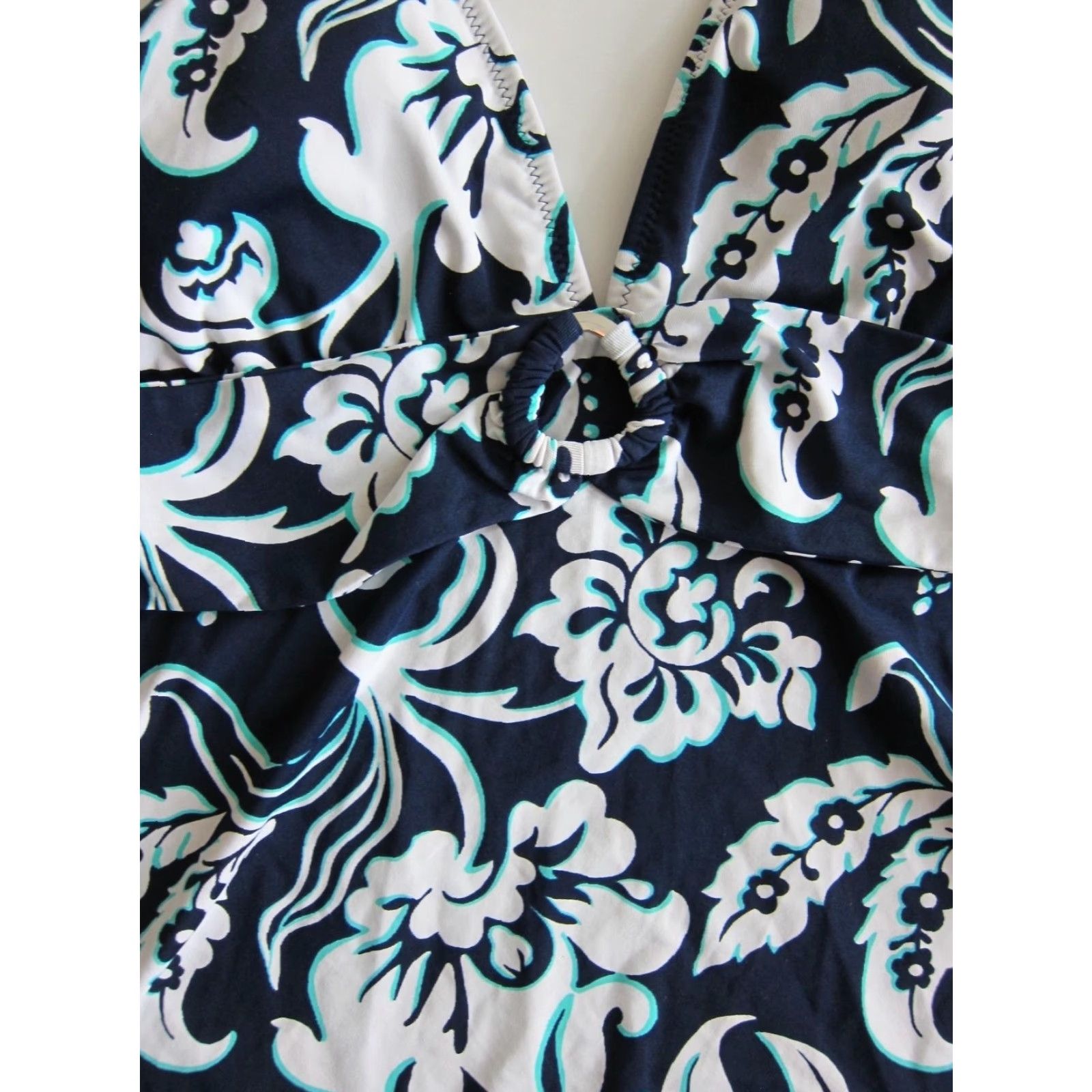 Lands' End Lands' End Tankini Top Blue White Floral Swimsuit Women's Size 6 Removable Pads Nylon Spandex Polyamide 100% Size M / US 6-8 / IT 42-44 - 3 Thumbnail