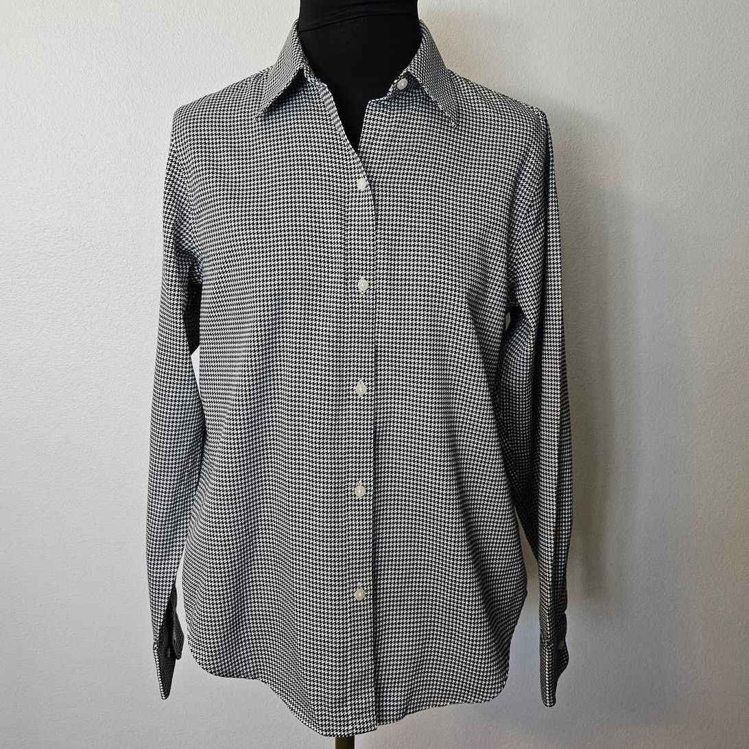 Chaps CHAPS Cotton Houndstooth Casual Button Front Shirt Top M Size M / US 6-8 / IT 42-44 - 1 Thumbnail