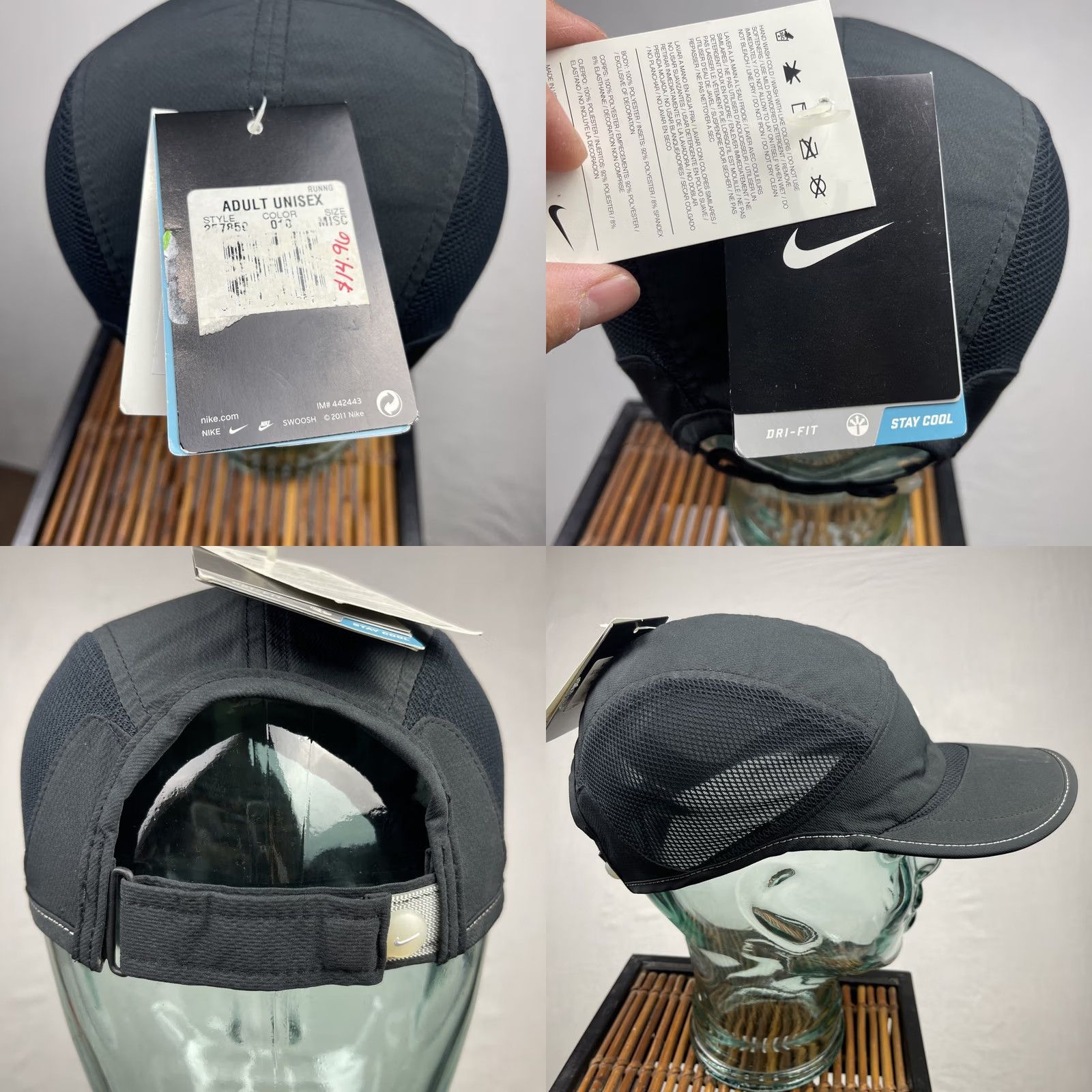 Nike Nike Daybreak Hat Cap Mens Adjustable Black 5 Panel Dri Fit Running Jogging Cap Size ONE SIZE - 8 Thumbnail