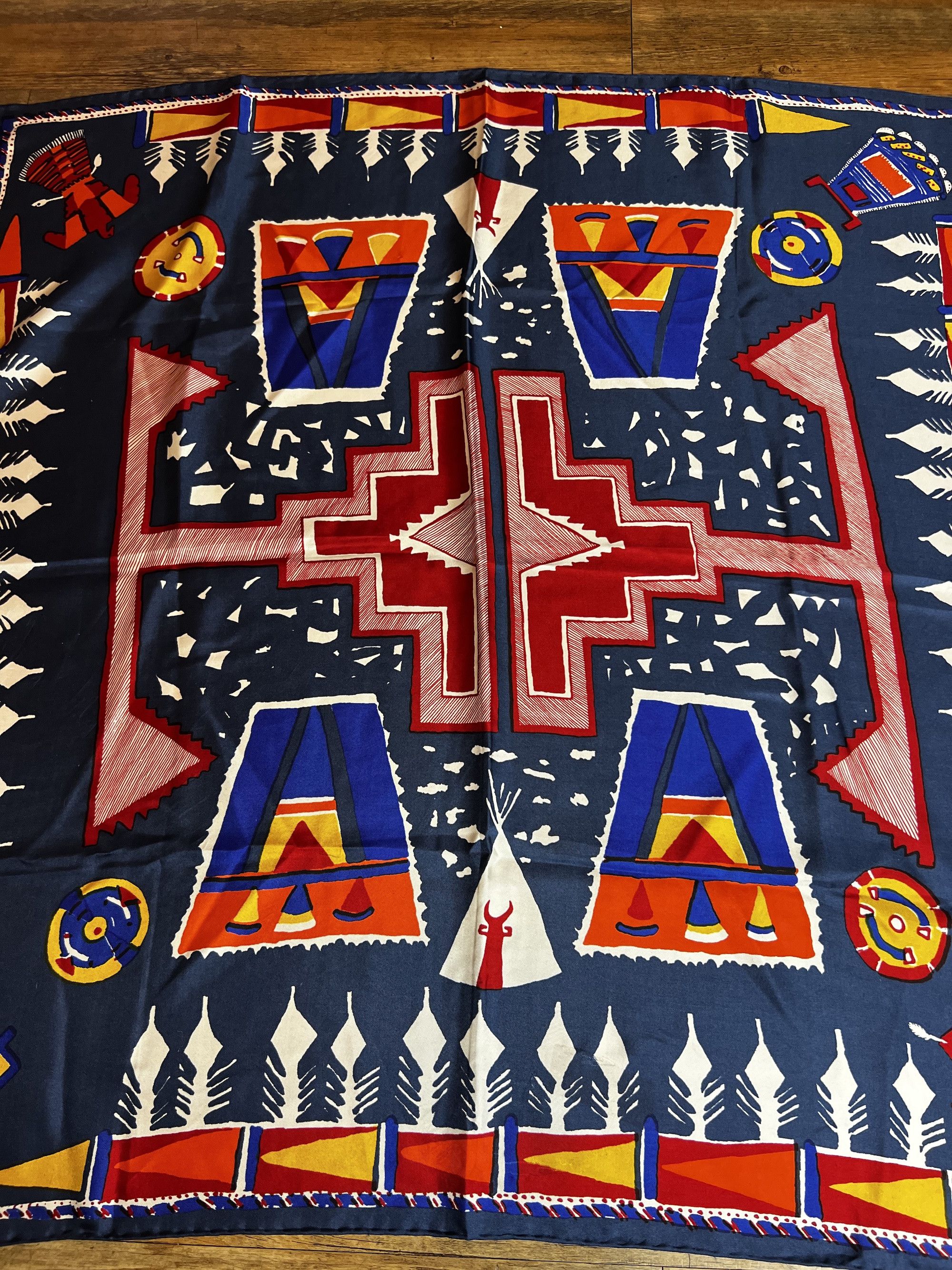 Vintage Vintage 1970's-1990's Beckford Native American Silk Scarf Size ONE SIZE - 6 Thumbnail