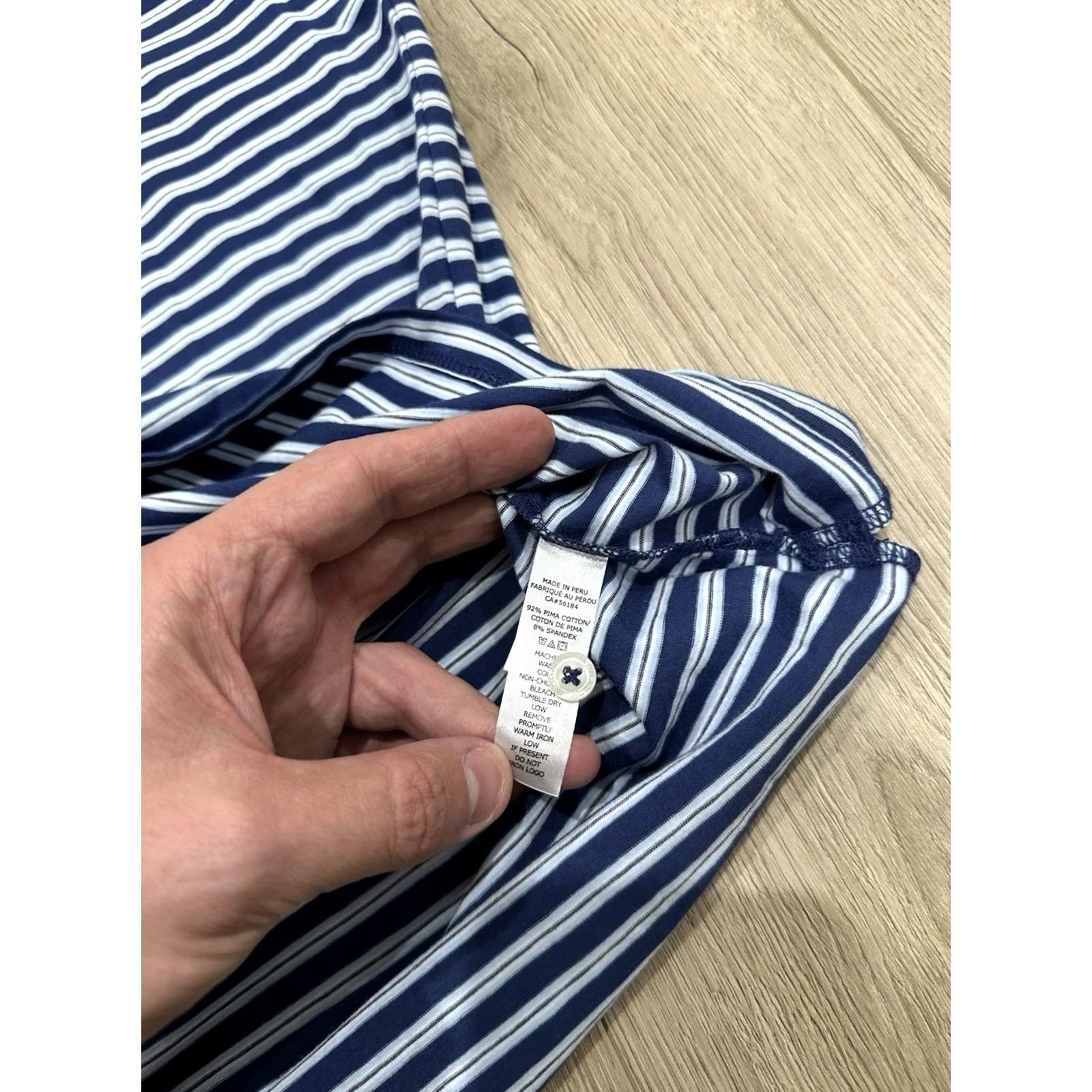 Vintage NWT B. Draddy Polo Shirt Mens XL Navy Blue Striped Pima Cotton Stretch Pocket Size US XL / EU 56 / 4 - 7 Thumbnail