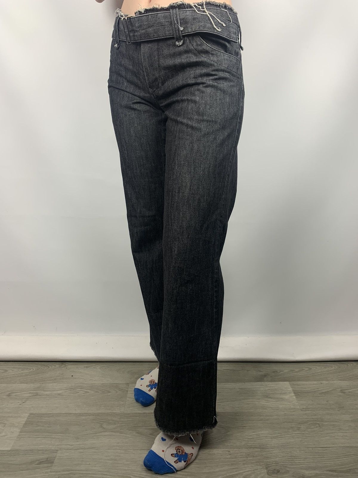Yohji Yamamoto Yohji Yamamoto Femme Belted Wide Leg Low Rise Cut Jeans Size 26" / US 2 / IT 38 - 24 Thumbnail