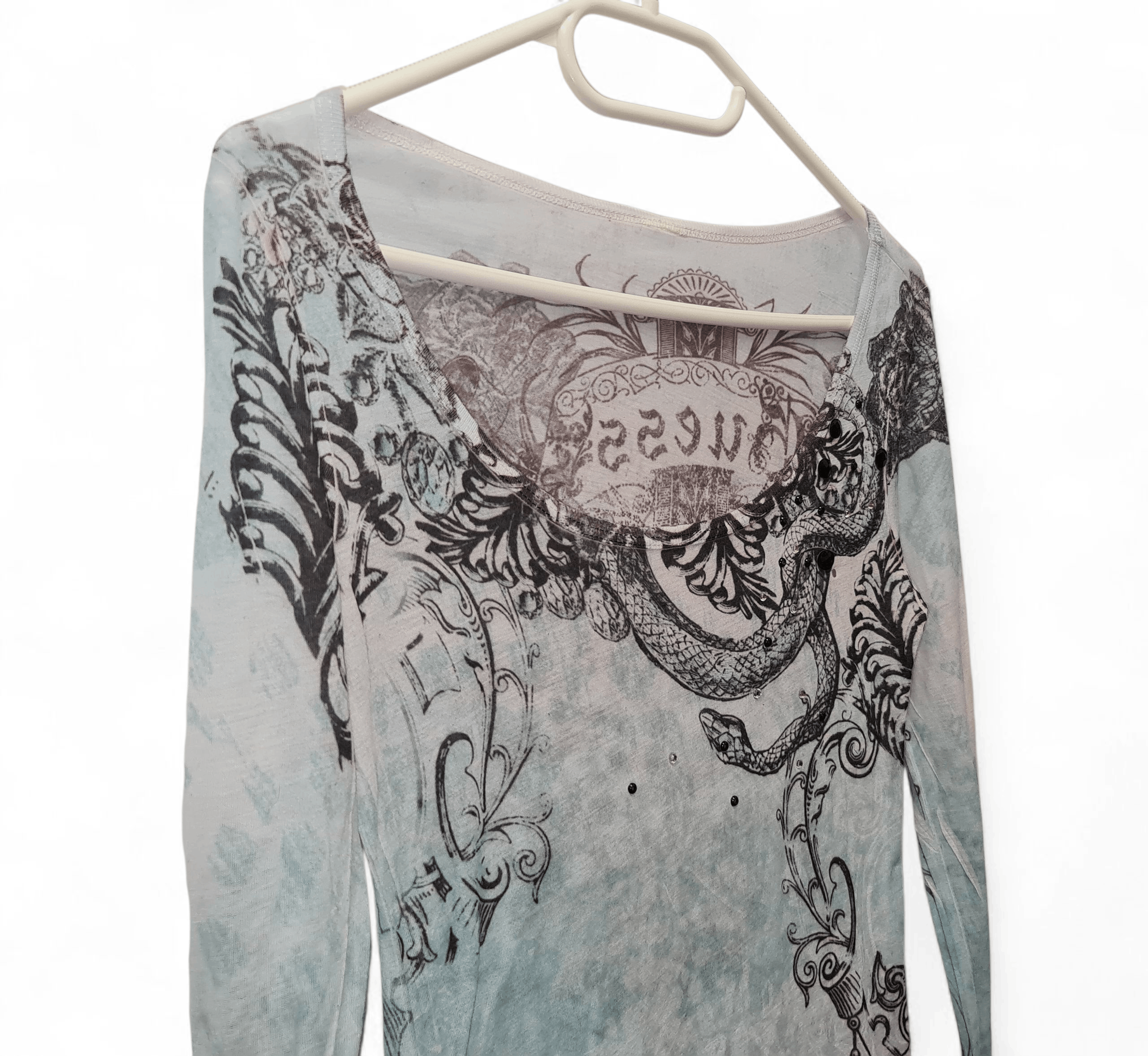 Guess Guess Mystic Snake Y2k Rock Affliction Pastel Longsleeve Size S / US 4 / IT 40 - 3 Thumbnail