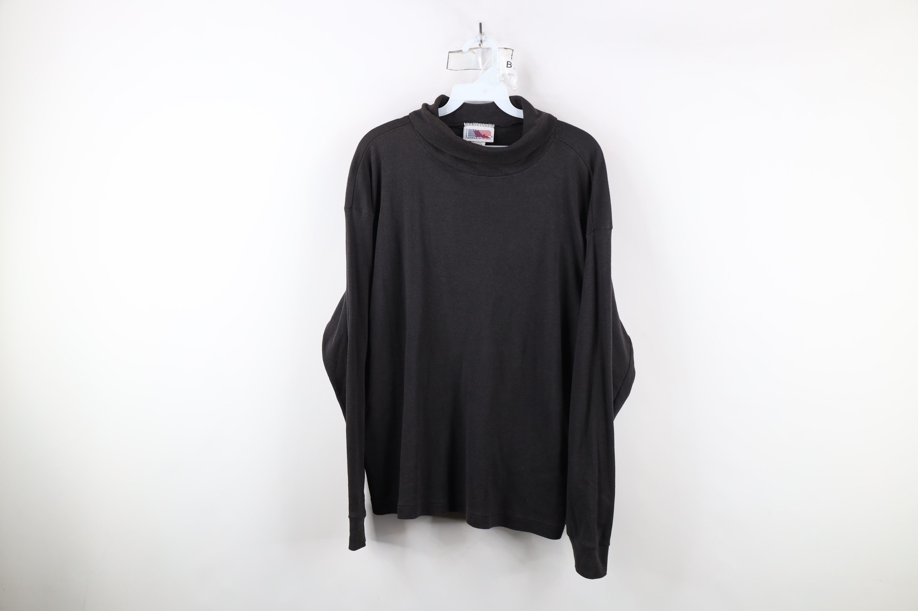 Vintage Vintage 90s Streetwear Blank Turtleneck T-Shirt Black USA Size US XL / EU 56 / 4 - 1 Thumbnail