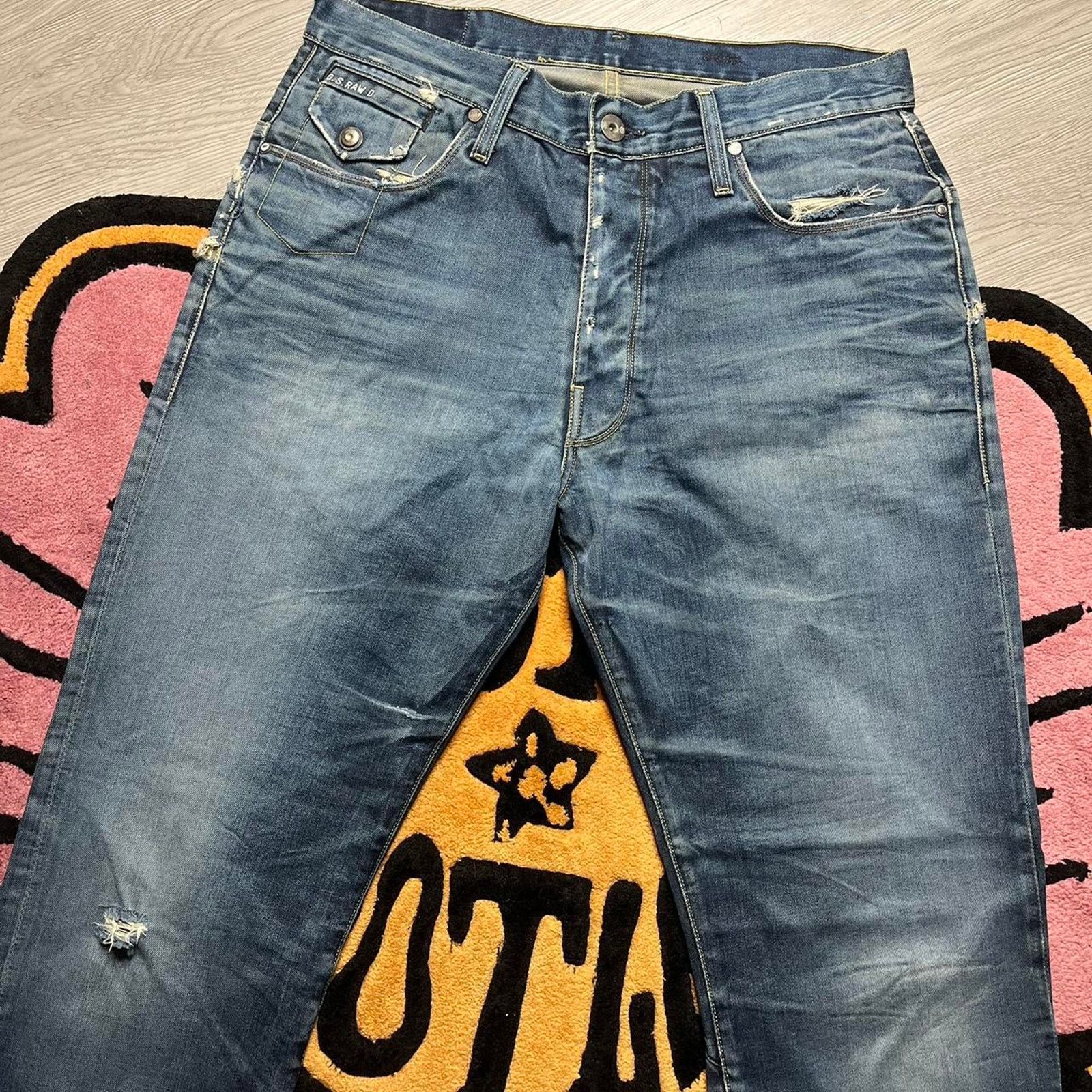 G-Star G-Star Raw Morris Tapered Distressed Stone Wash Jeans 33x30 Size US 33 - 2 Thumbnail
