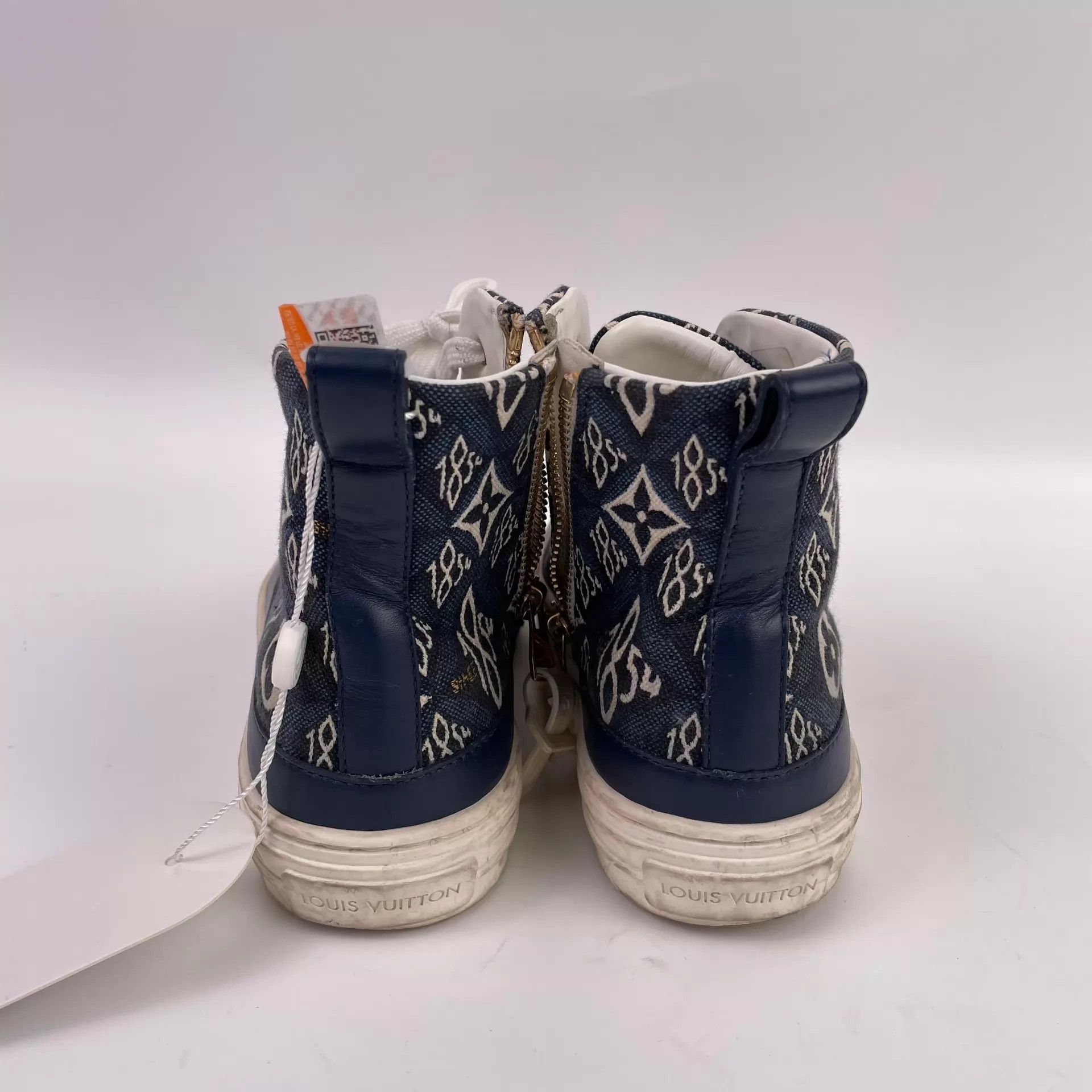 Louis Vuitton LV Wmn Canvas Allover Print Blue High-Top Shoes 35 Size US 4.5 / IT 34.5 - 8 Thumbnail