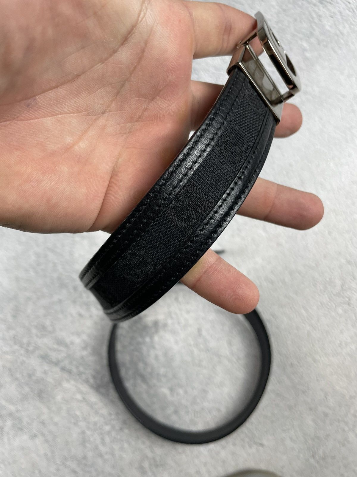 Gucci × Vintage Gucci Vintage Monogram Black Belt oldmoney Size ONE SIZE - 4 Thumbnail