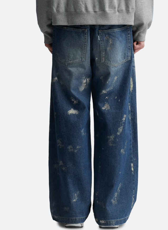 Japanese Brand CLESSTE Silver Print Vintage Wash Selvedge Denim Wide Pants Size US 33 - 2 Thumbnail