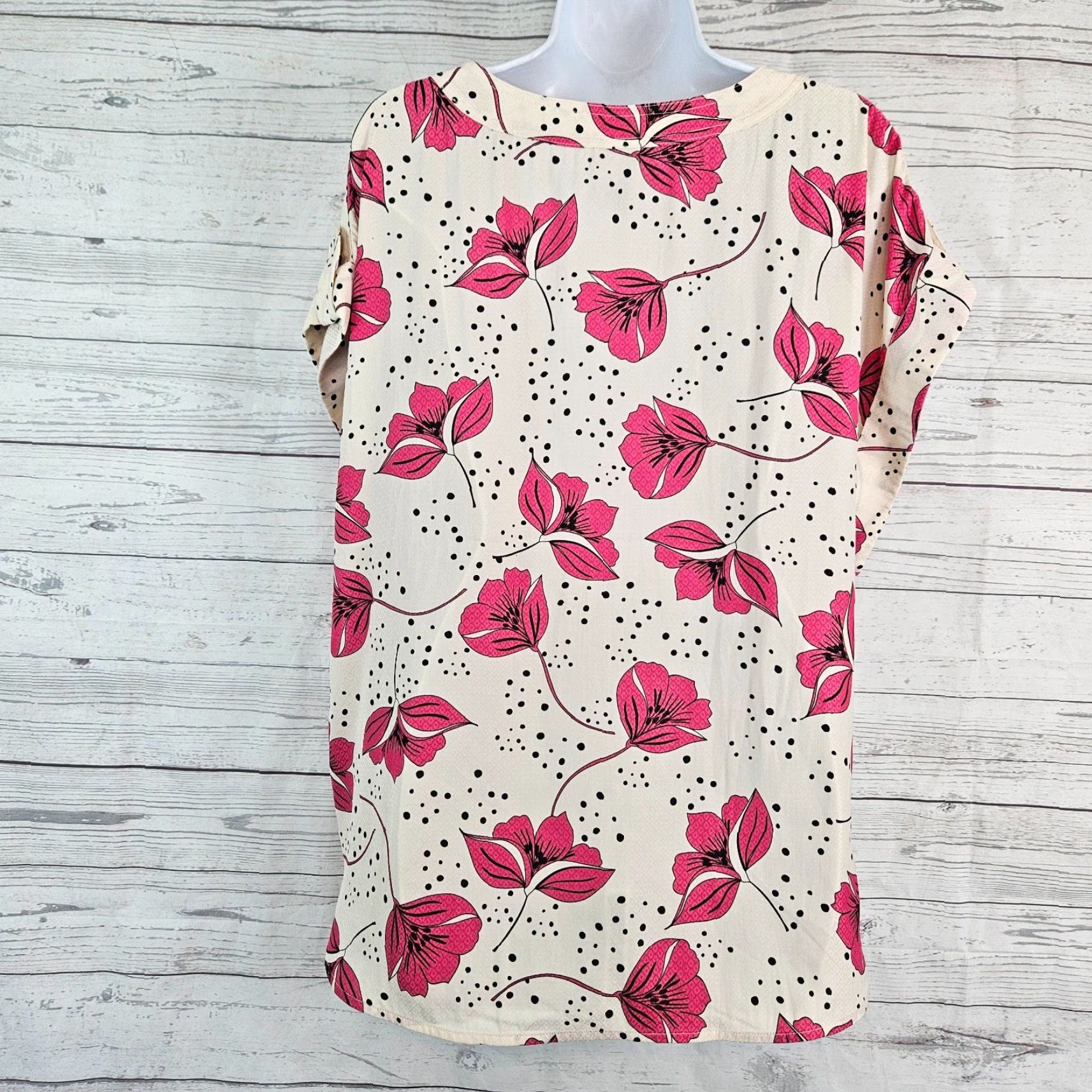 Vintage Cabi 4166 Womens Boxy Top Sz Large Pink Cream Floral Shirt Womens L Pink Floral Size L / US 10 / IT 46 - 3 Thumbnail