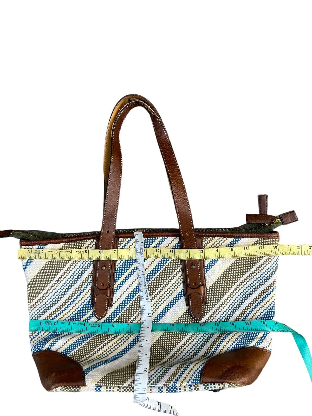 Leather Vintage Matsuemon Sail Japan Patina Leather Cotton Tote Bag Size ONE SIZE - 25 Thumbnail