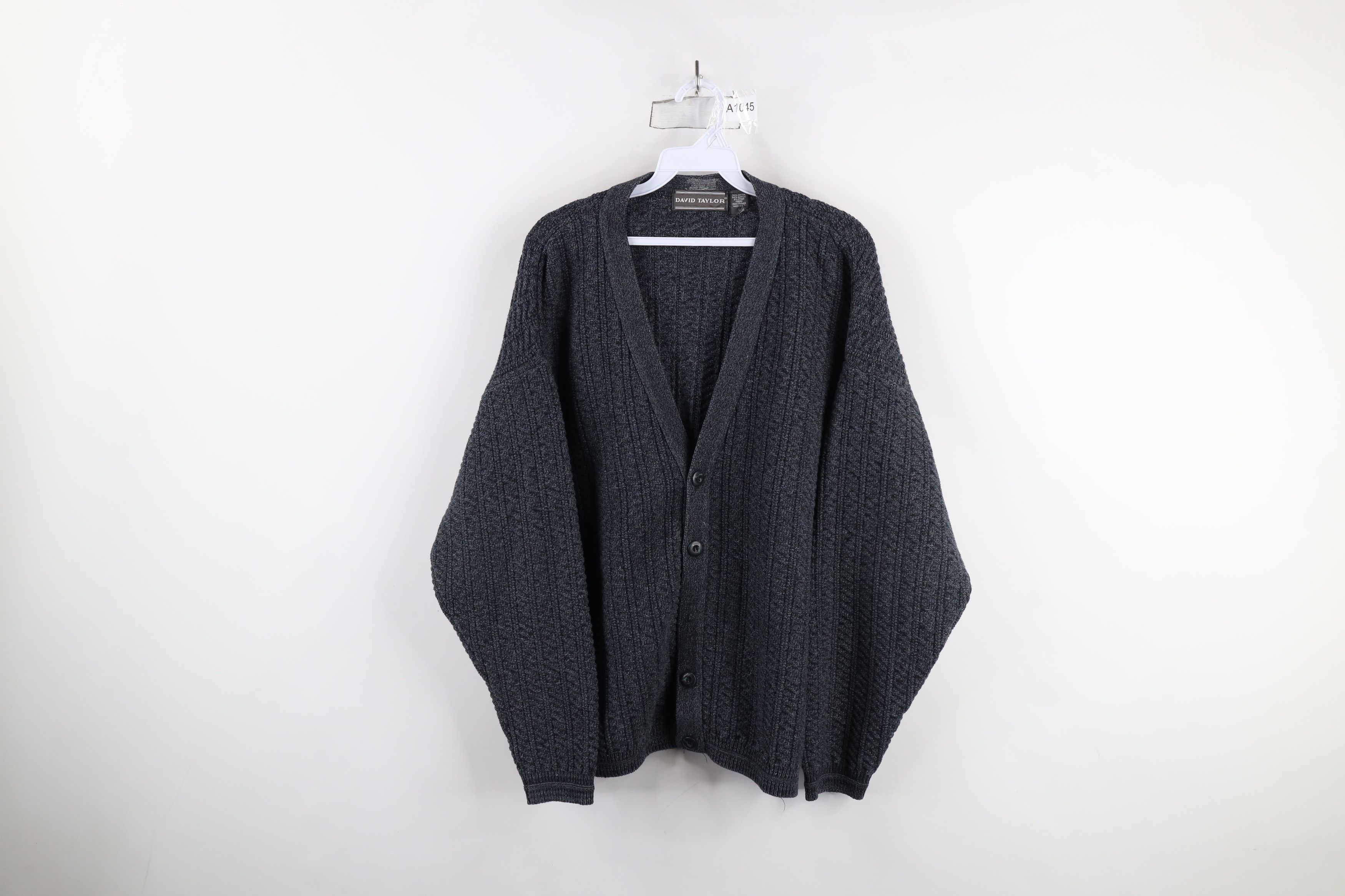 Vintage Vintage 90s Streetwear Textured Knit Cardigan Sweater USA Size US L / EU 52-54 / 3 - 1 Thumbnail
