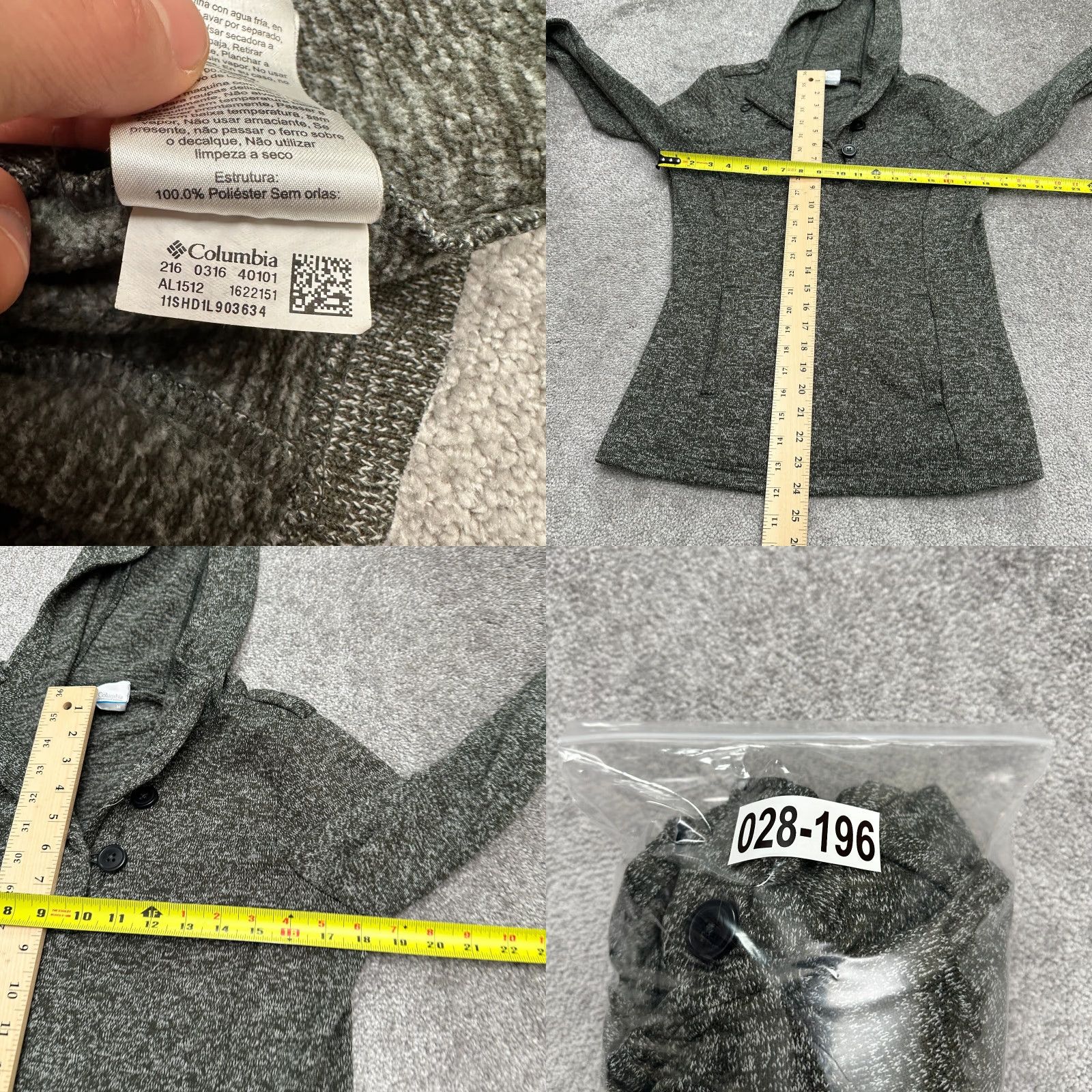Vintage Columbia Hoodie Womens Medium Gray Pullover Sweatshirt Casual All Seasons Outdoor Hiking Fall Spring Summer Knit Raglan Sleeve Button Front Size M / US 6-8 / IT 42-44 - 8 Thumbnail