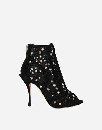 Dolce & Gabbana o1y0825 Spool Heel Ankle Boots in Black Size US 7 / IT 37 - 1 Thumbnail