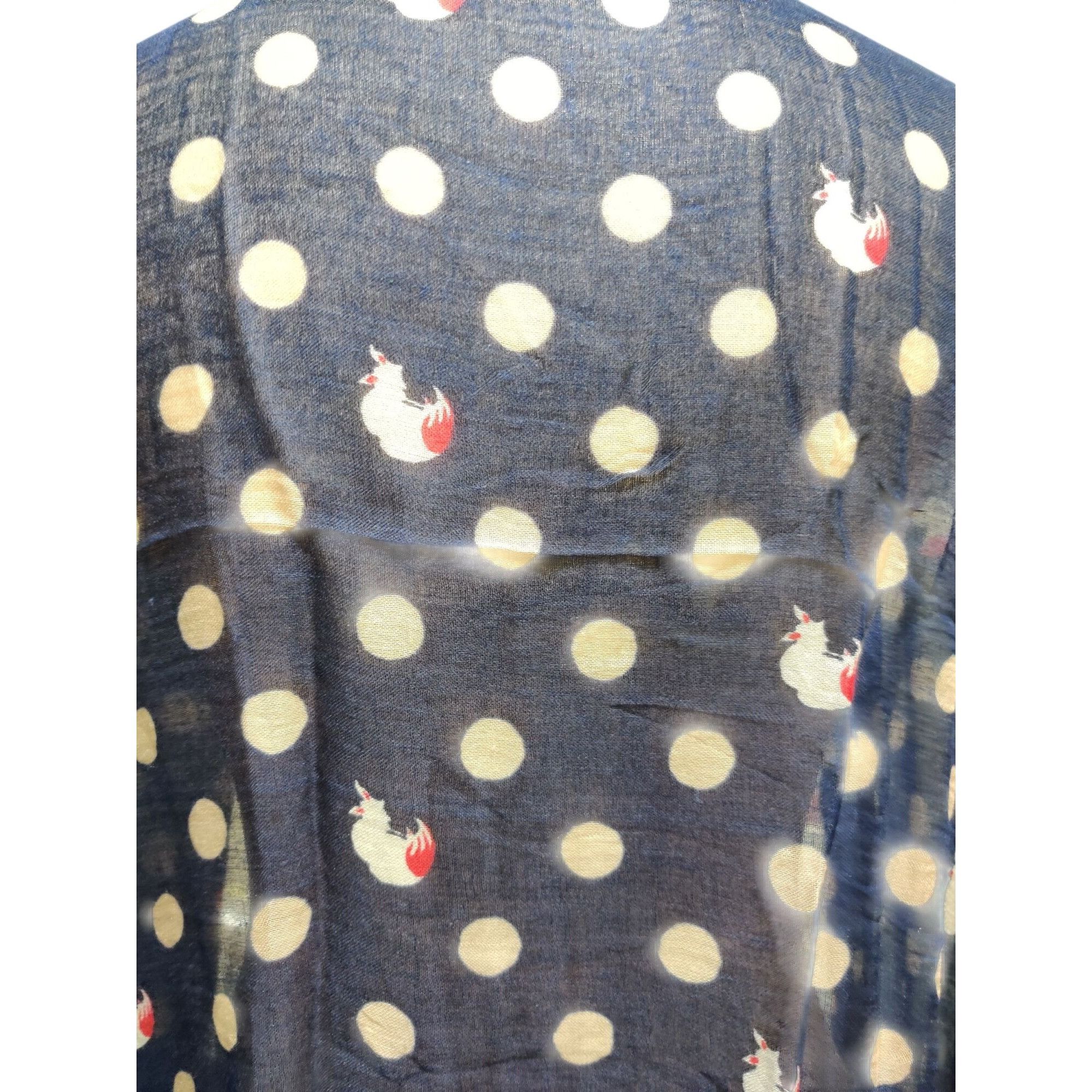 Gap GAP Womens Navy Blue Scarf Polka Dot Fox Print Modal Lightwe Size ONE SIZE - 4 Thumbnail