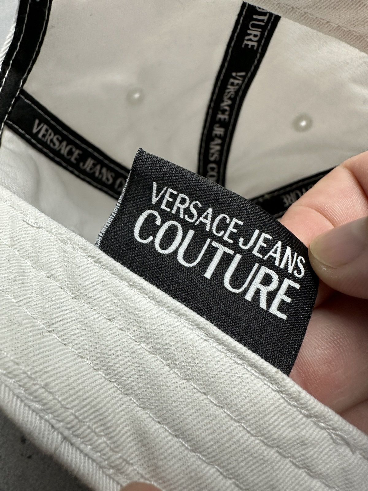 Versace Versace Jeans Couture White Gold Big Logo Cap Hat y2k Rap Size ONE SIZE - 10 Thumbnail