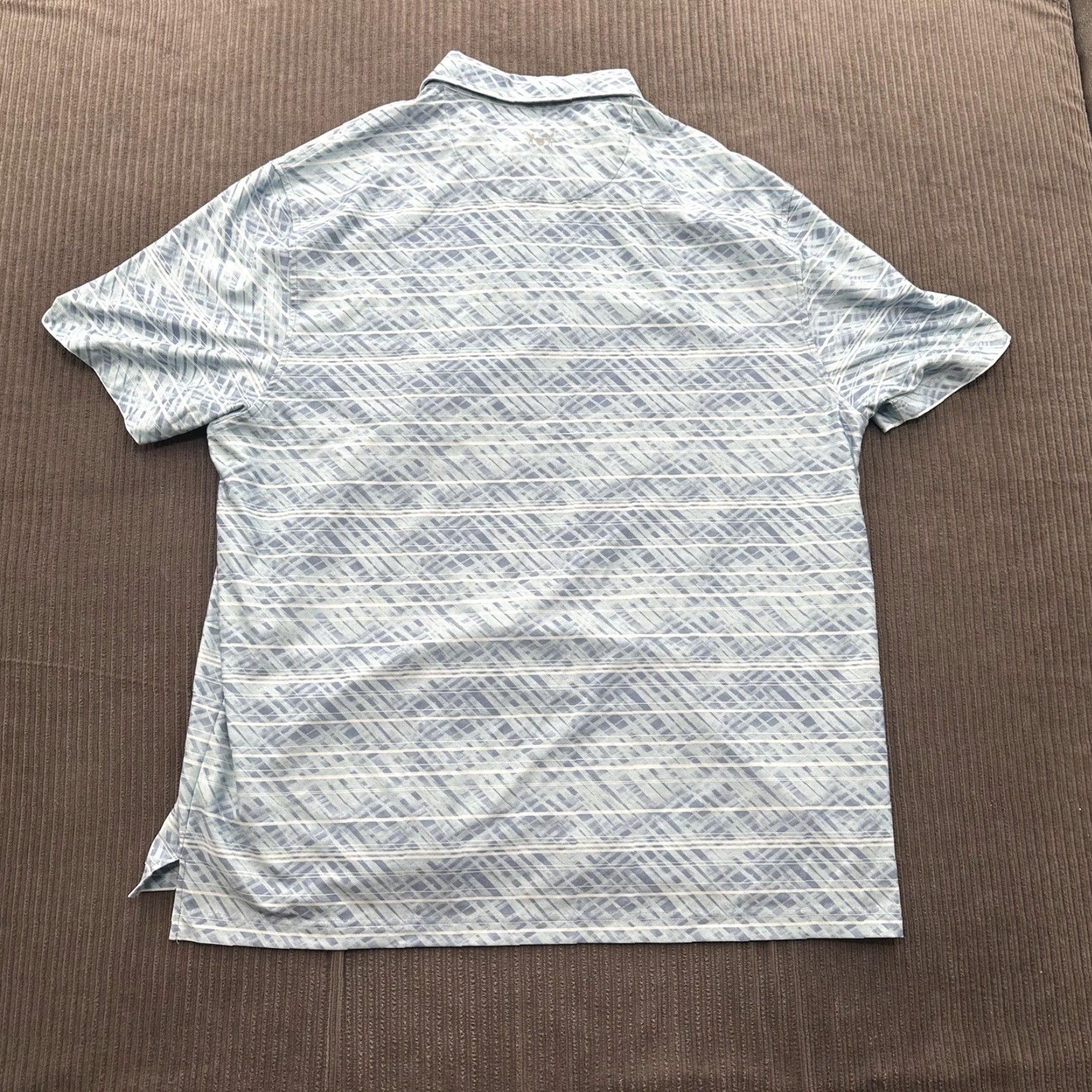 Vintage Hickey Freeman Polo Men 2XL Storm Blue Stripes Polyester Golf Shirt Short Sleeve Collared Pullover Casual Golfing Size US XXL / EU 58 / 5 - 2 Thumbnail