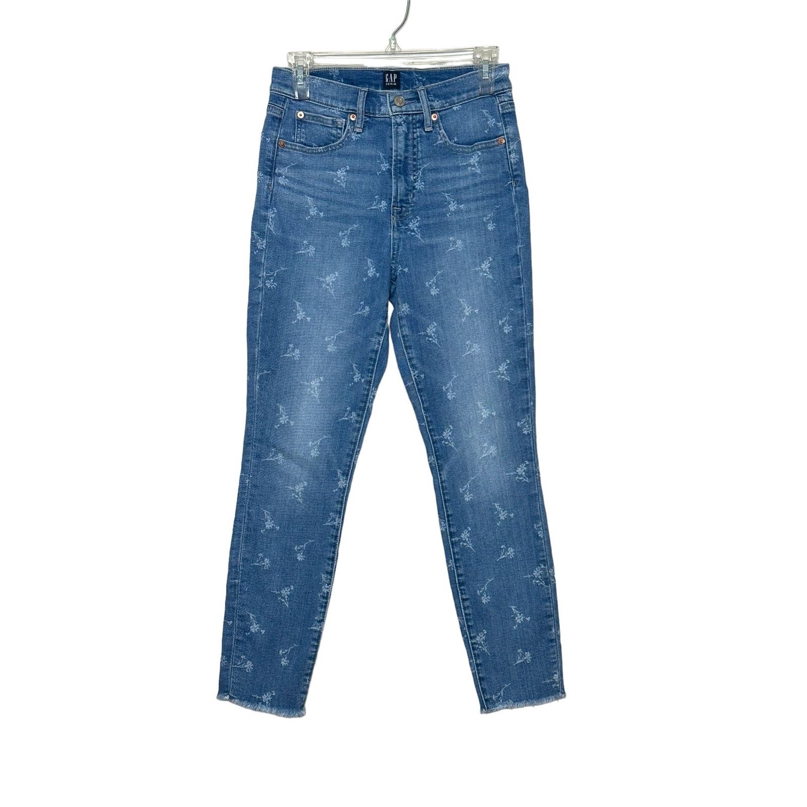 Gap Gap blue floral true skinny ankle jeans size 27/4 Size 27" / US 4 / IT 40 - 6 Thumbnail