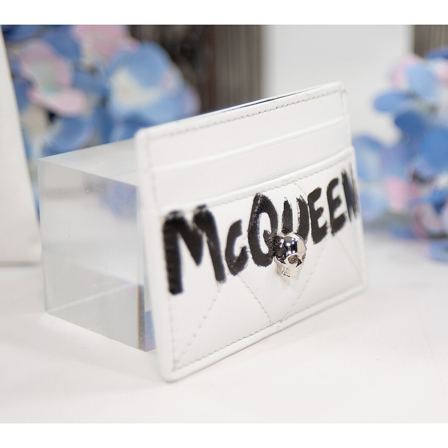 Alexander McQueen Alexander McQueen White Black Quilted Leather Skull Wallet Size ONE SIZE - 3 Thumbnail