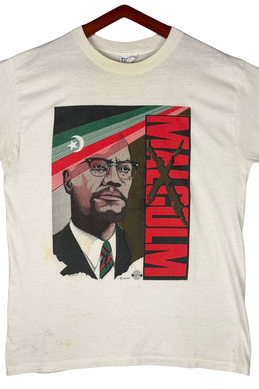 Vintage 1992 Malcolm X KACY Single Stitch USA Tee XL Spike Lee Era Size US XL / EU 56 / 4 - 4 Thumbnail