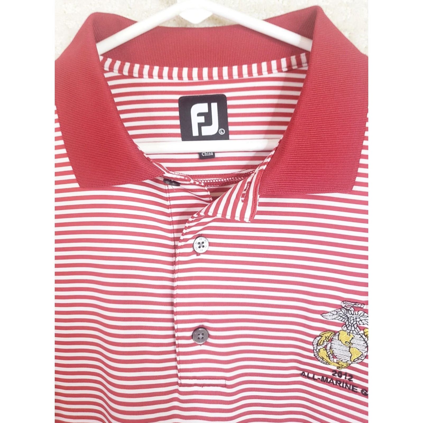 Footjoy FootJoy Polo Shirt Men's L Multicolor Striped USMC Logo Performance Stretch Breathable Moisture Wicking Golf Tee Polo Shirt Size US L / EU 52-54 / 3 - 3 Thumbnail